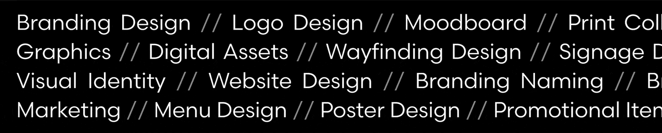 Custom design featuring modern typography that showcases a full range of design service.