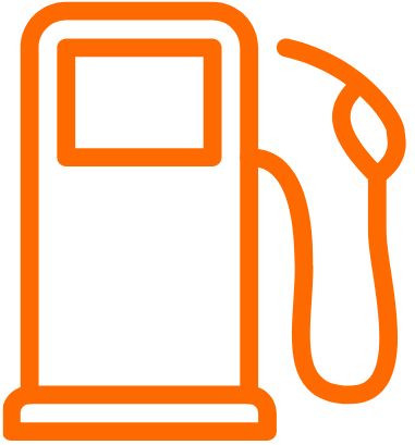 Outline of a gas pump with a hose and nozzle.