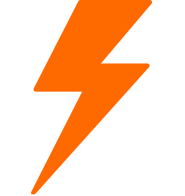 An orange lightning bolt symbol on a black background.