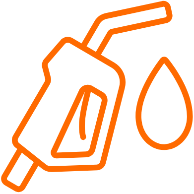 Outline of a fuel pump nozzle with a droplet of fuel.