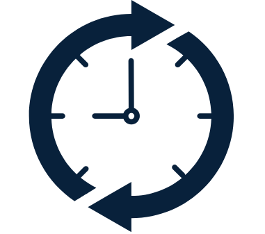 A clock showing the time as 12:00 with a circular arrow indicating a reset or timer