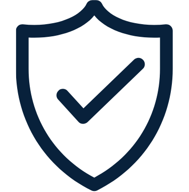 Icon of a shield with a checkmark inside, symbolizing security or protection.
