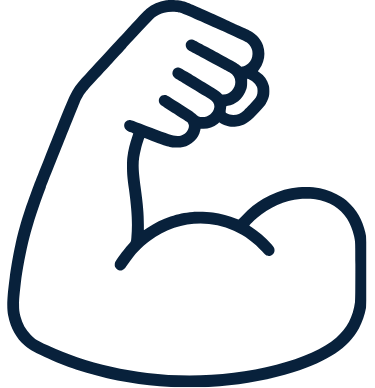 Illustration of a flexed arm with a muscular bicep.