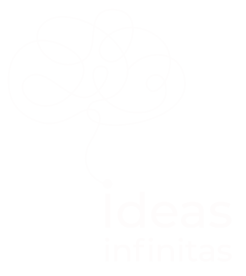 It is a sketched with the shape of a brain that connects with the letter I of the Brand Ideas Infinitas