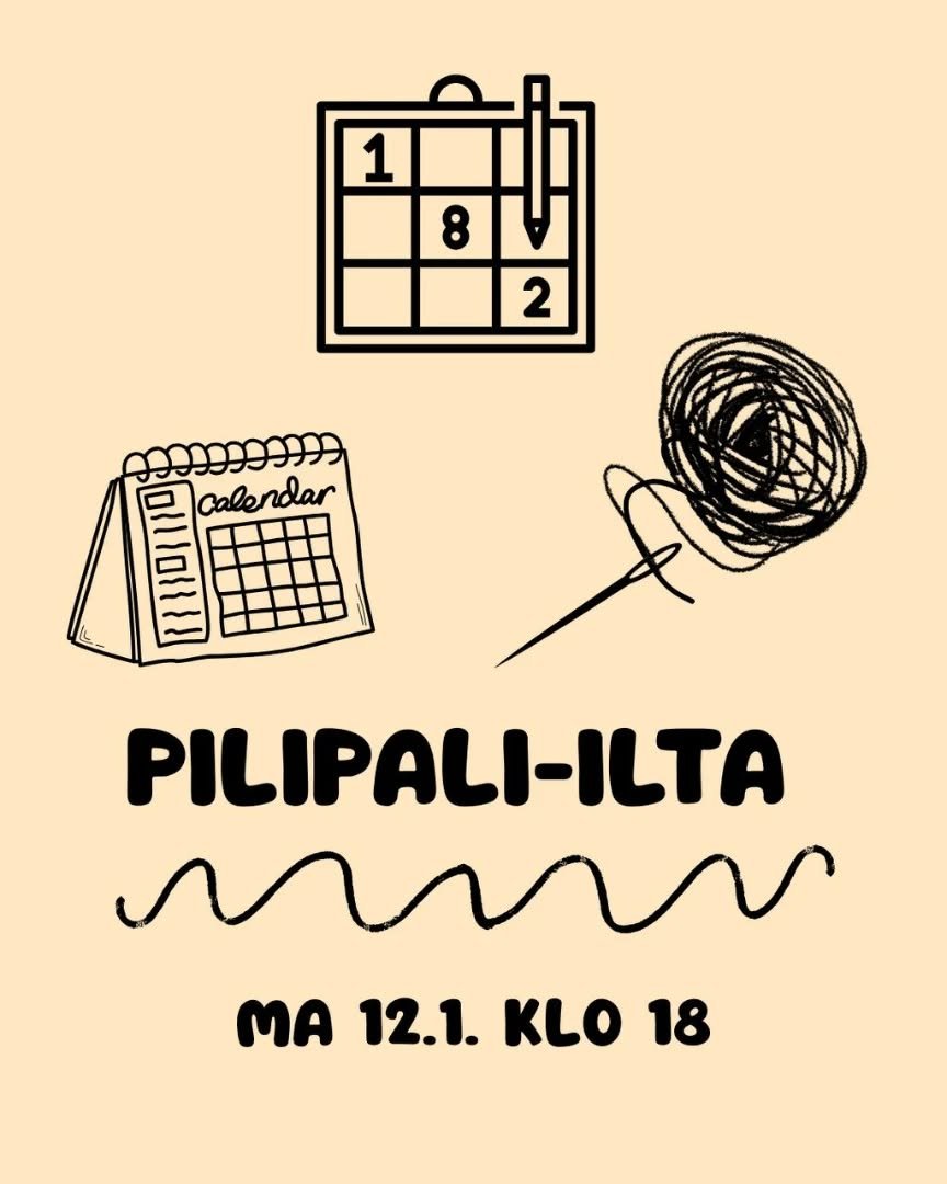 Tervetuloa vuoden ensimm&auml;iseen osakuntailtaan! 

Vuoden alku on aina t&auml;ynn&auml; kaikkea hassua h&auml;ss&auml;kk&auml;&auml;, ja niin tulee olemaan t&auml;m&auml; osakuntailtakin! Pilipali-illassa p&auml;&auml;set puuhailemaan juuri niiden