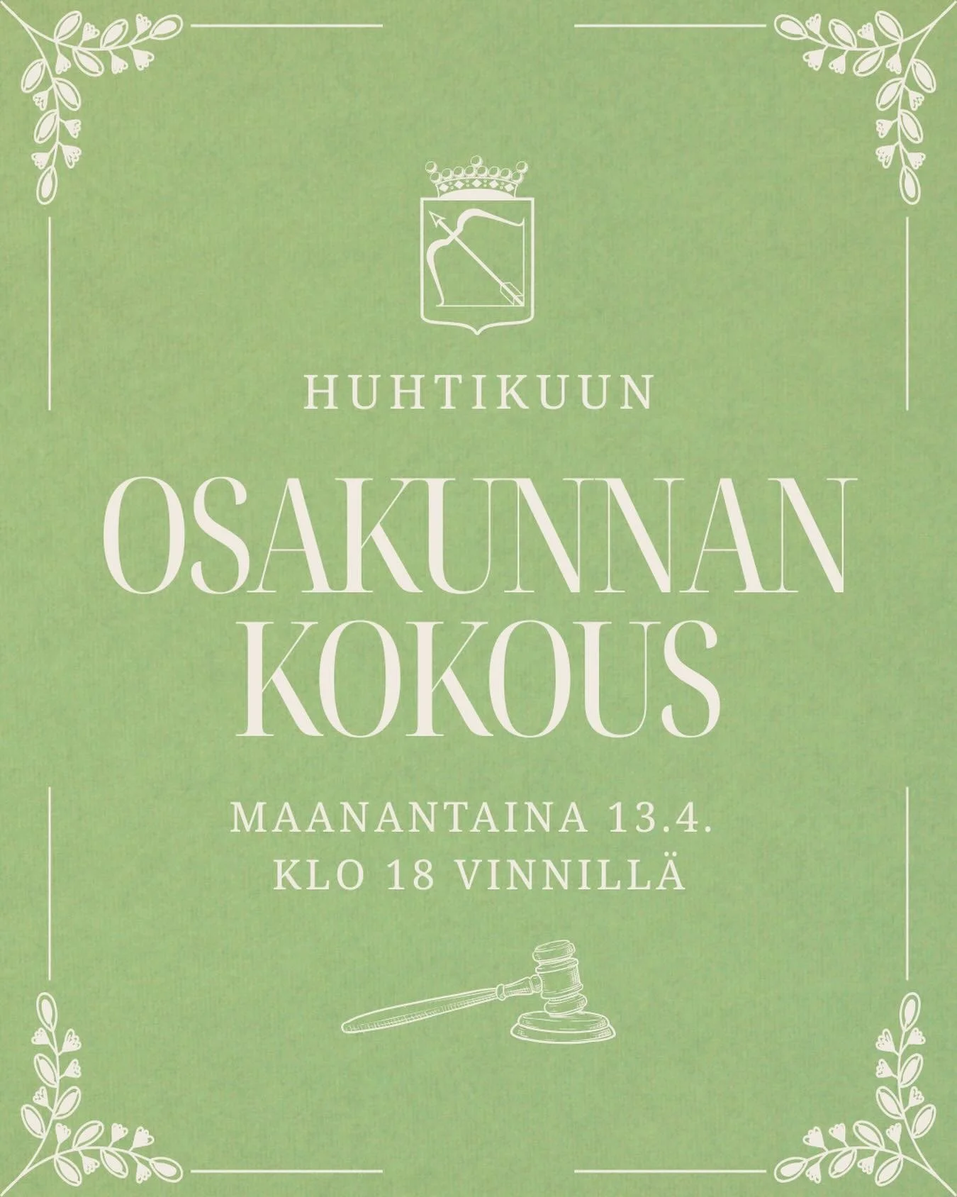 Tervetuloa huhtikuun osakunnan kokoukseen ensi maanantaina 13.4. klo 18.00 Vinnille!🌷

Asialistalla perinteisten kohtien lis&auml;ksi vuksikapteenin valinta sek&auml; edustajan valinta Kansallisteatterin yhti&ouml;kokoukseen. Asialista ja edellisen 