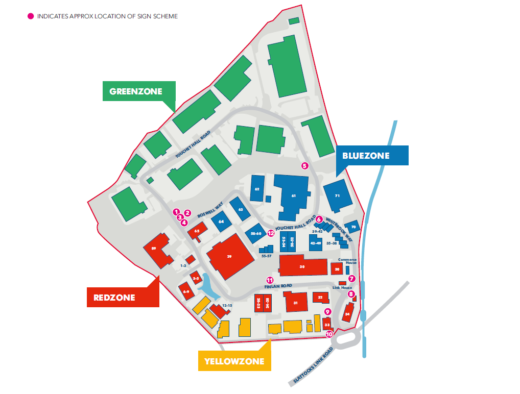 Stakehill Industrial Estate's Coloured Zones for better estate access