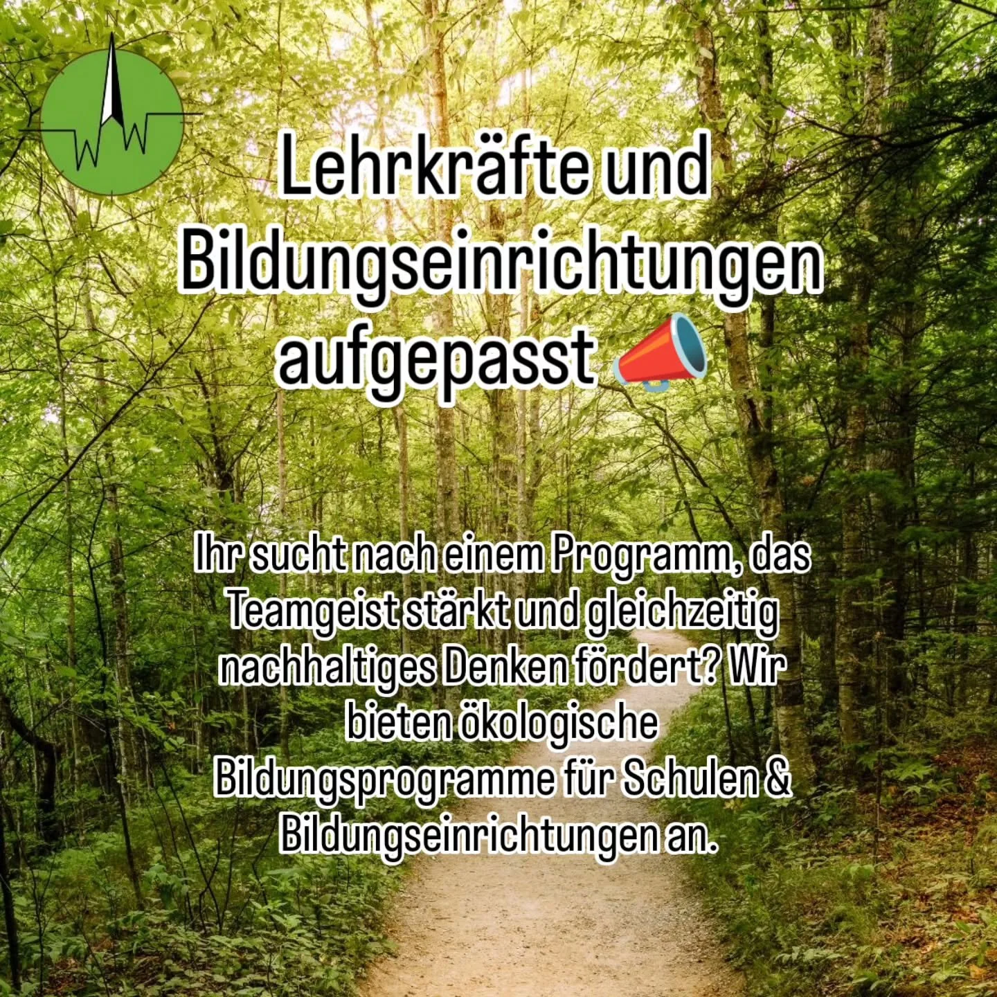 Wir bieten &ouml;kologische Bildungsprogramme f&uuml;r Schulen und Bildungseinrichtungen an - drau&szlig;en in der Natur, praxisnah und mit ganz viel Herz f&uuml;r Umwelt &amp; Miteinander! 

Was euch erwartet: 
✅ Teambuilding-Aktivit&auml;ten 
✅ Umw