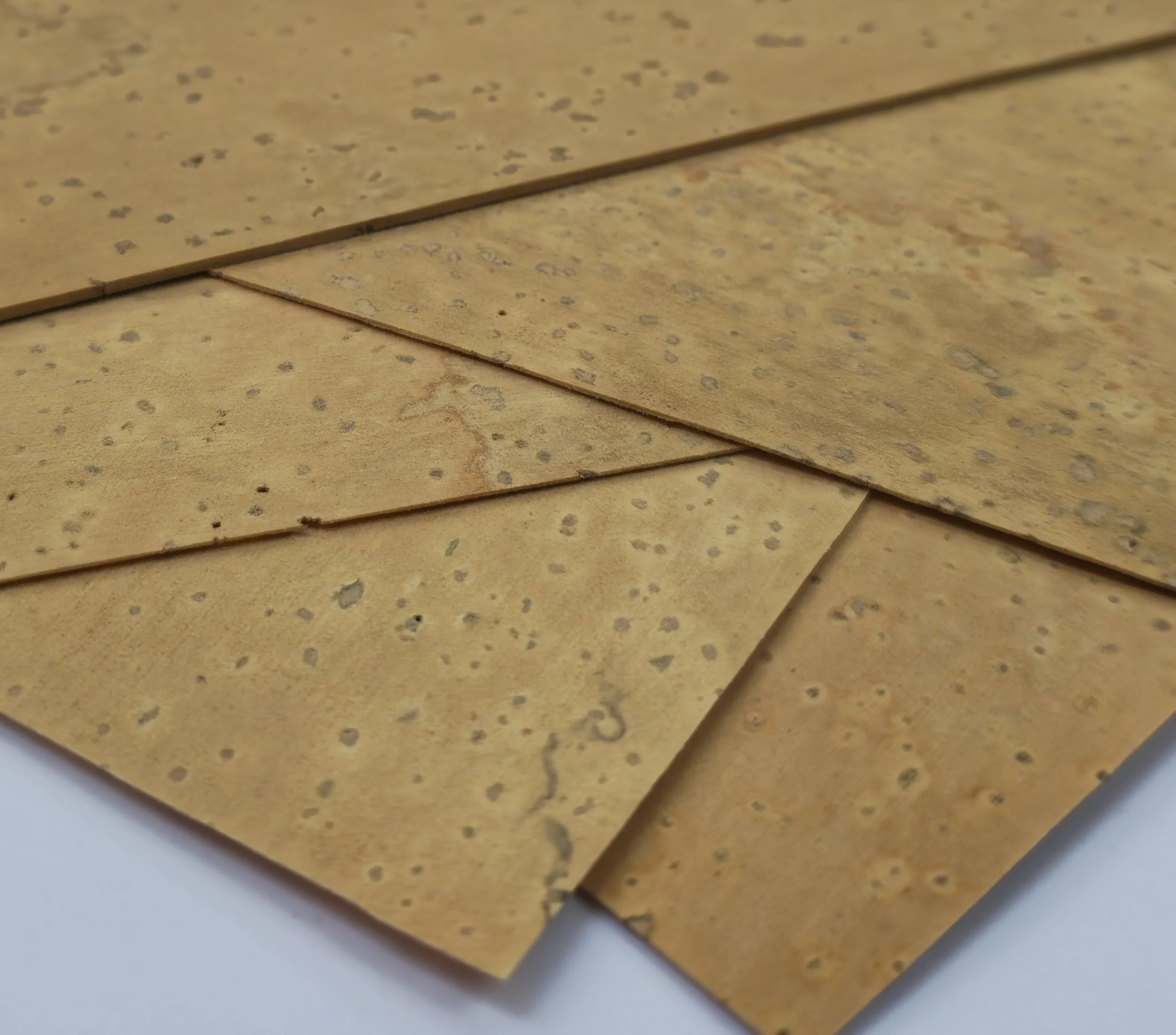 Close-up view of several cork sheets