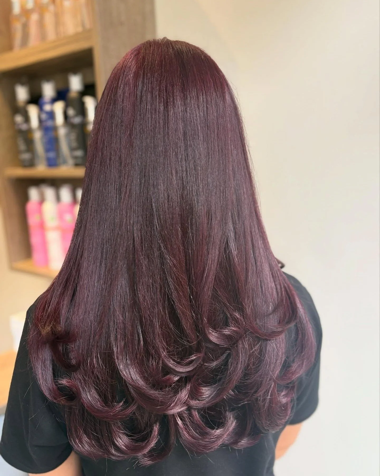 @halo_salon brought this mulberry refresh to life 🍇

Glossy, rich, and full of natural movement this stunning look is finished with a soft layered cut to enhance shape and bounce!