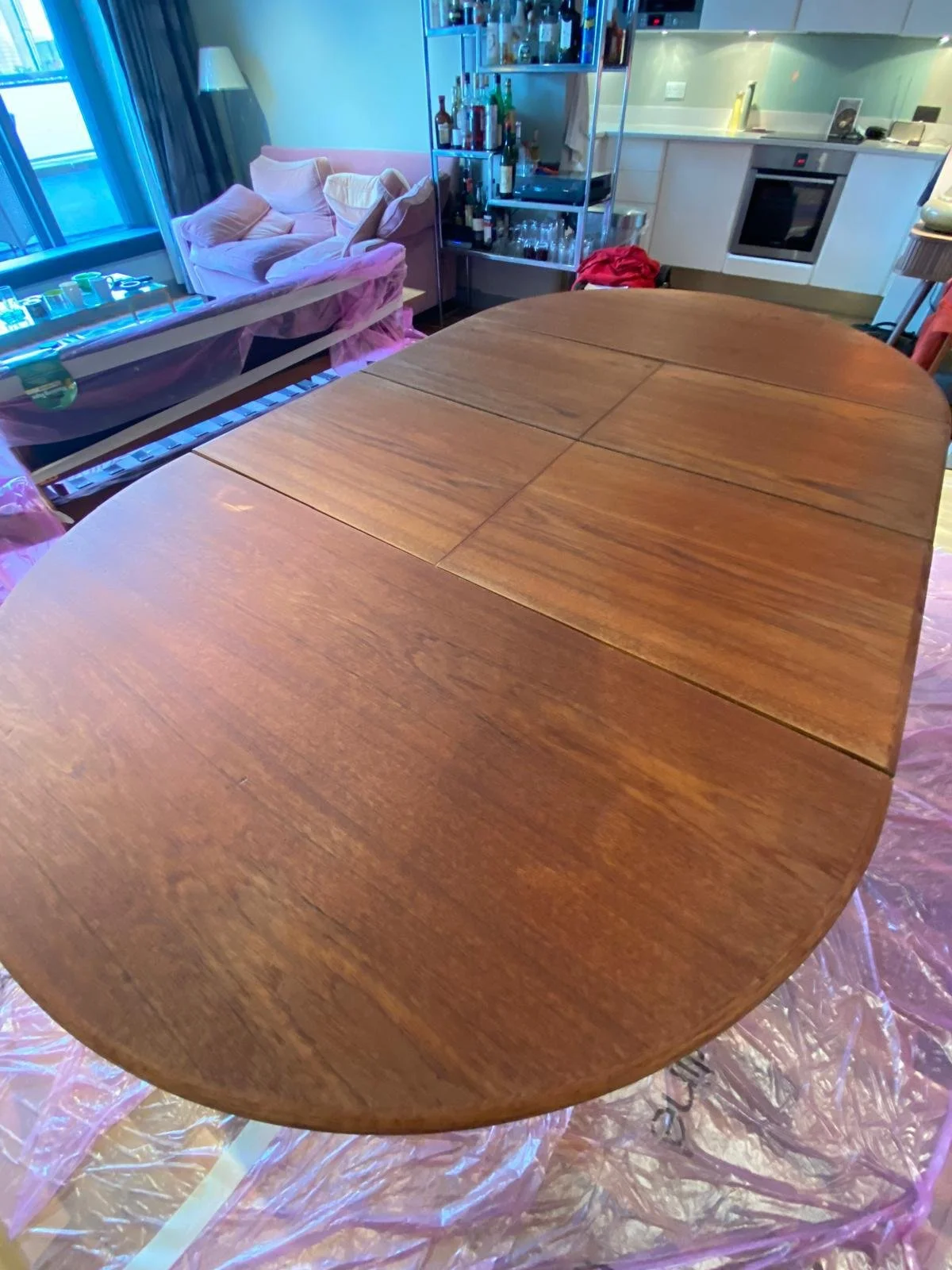 faded-teak-dining-table-restoration-central-london-stripping-old-polish