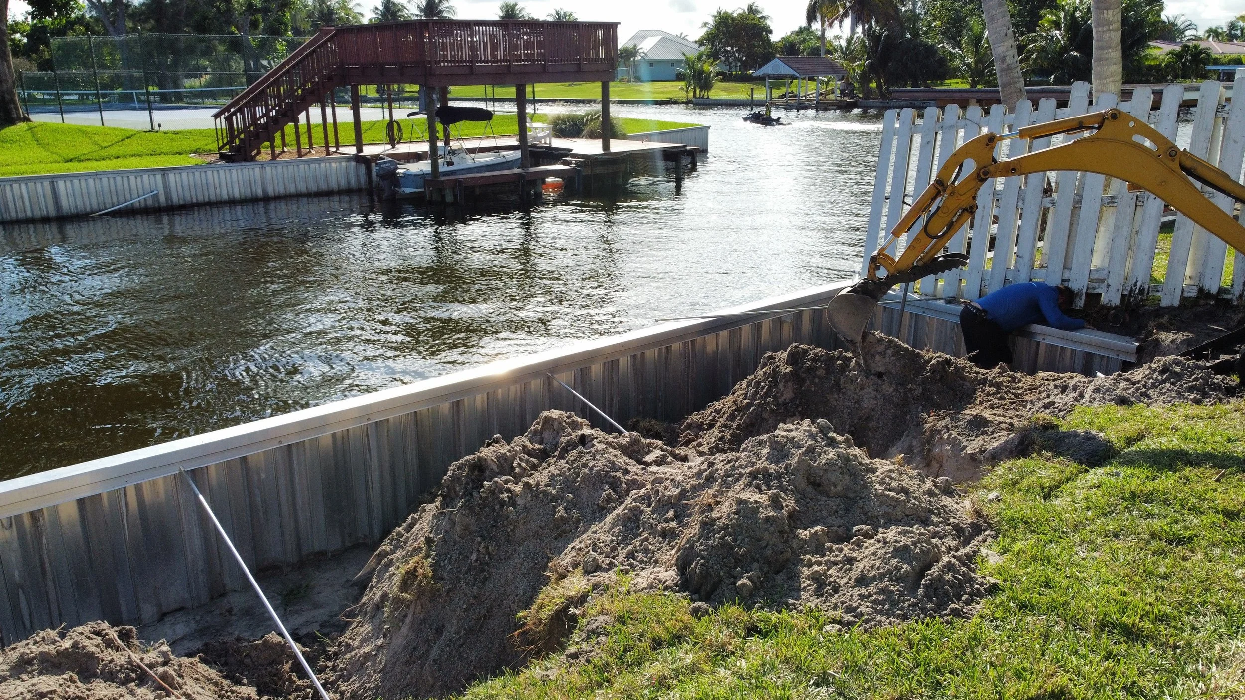 An image of a seawall repair project