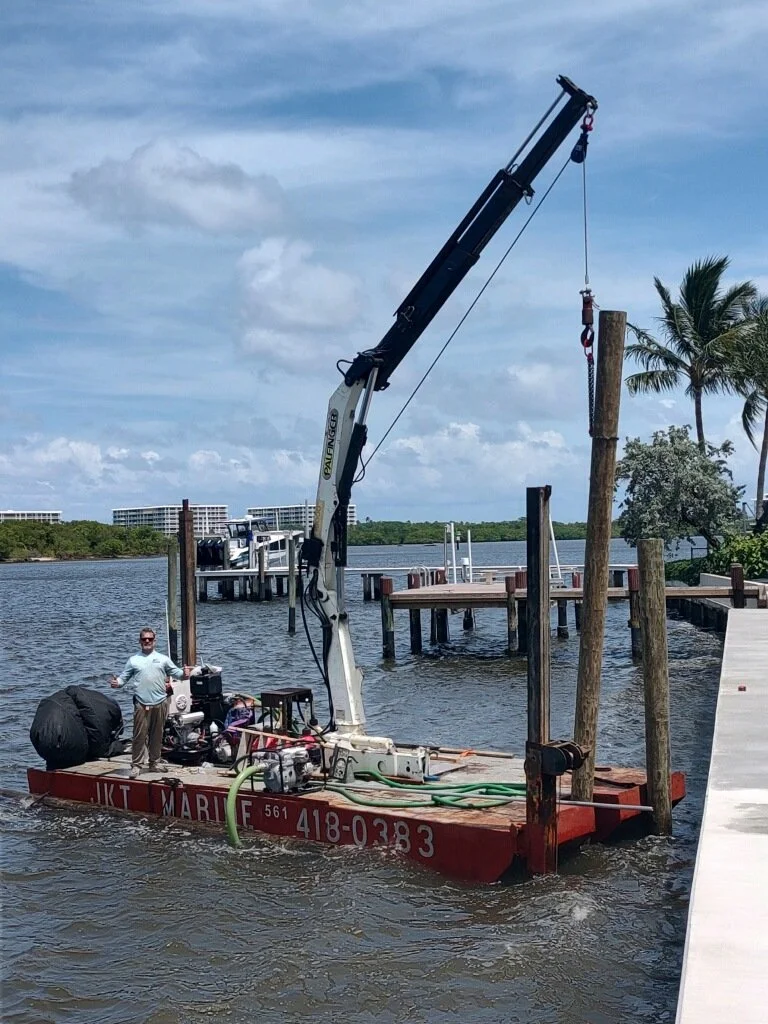 Dock Piling installation and marine construction project completed by JKT Marine serving Palm Beach, Broward, and Martin Country waterfront properties.