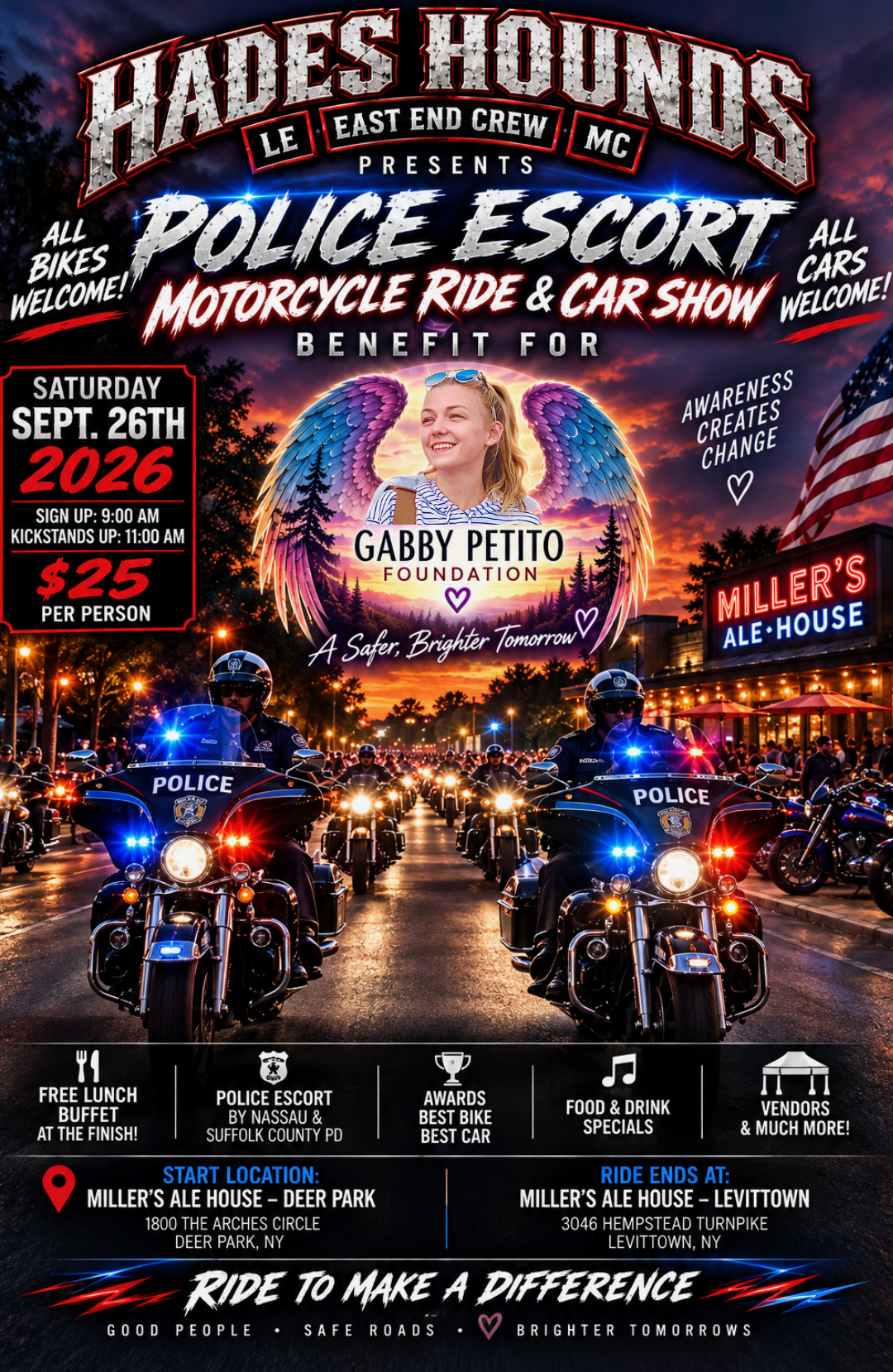 Hades Hounds Police Escort Motorcycle Ride &amp; Car Show Fundraiser