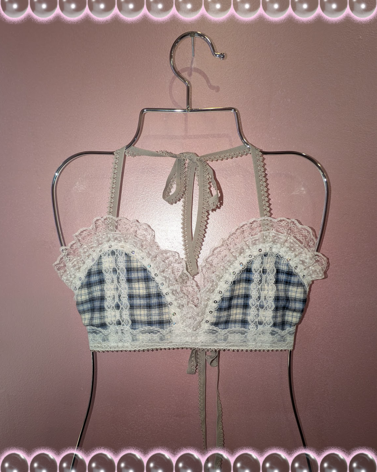 chachiko lolita lingerie blue plaid top 02