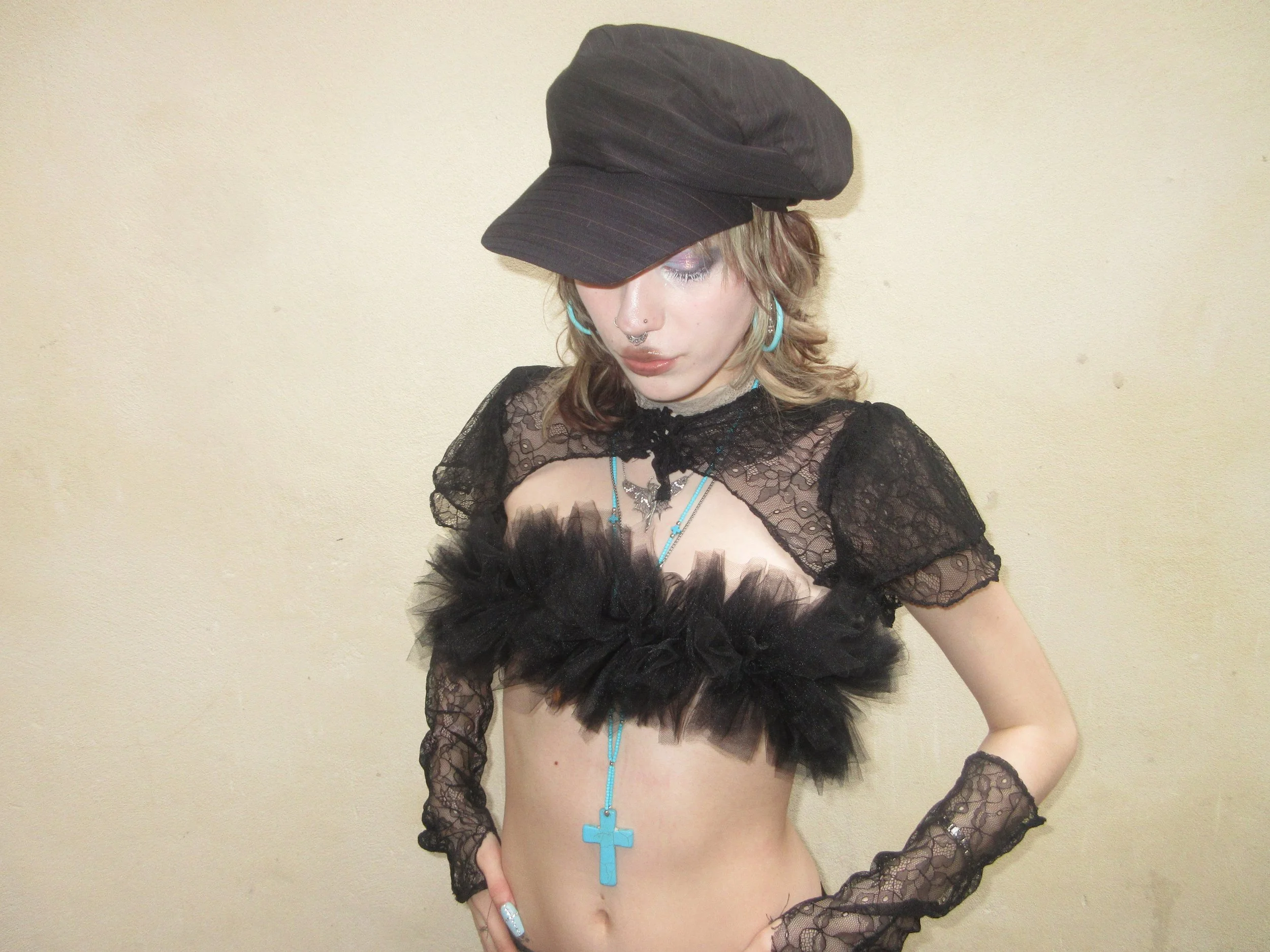 tay bach black lace bolero with arm warmers