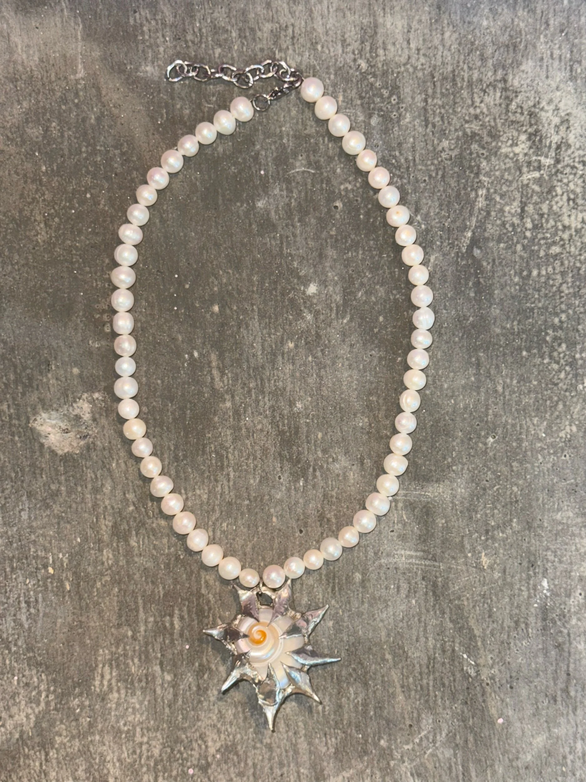 my dearest world Spiral Shell Pearl Necklace