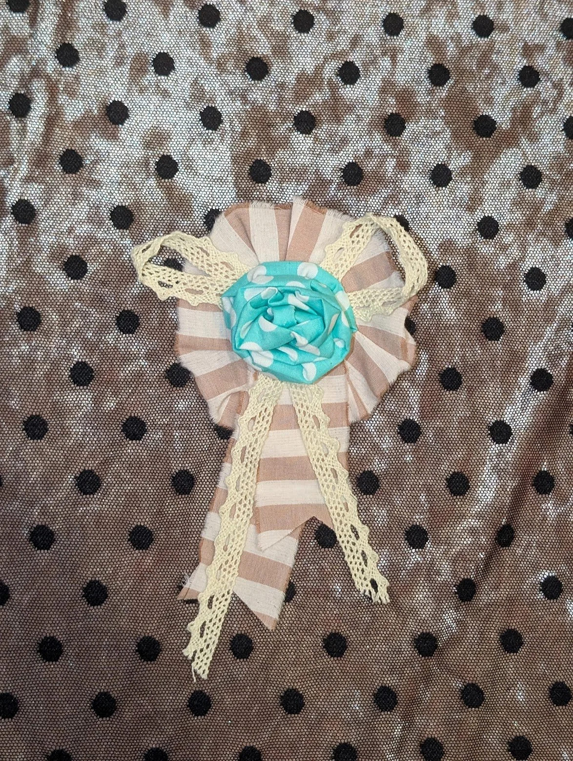 Megan Yama Mini Rosette - Stripe Teal