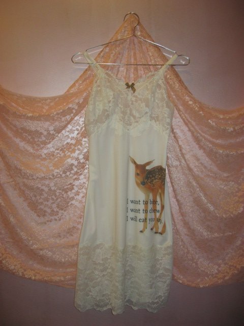 eat you up, deer white slip dress