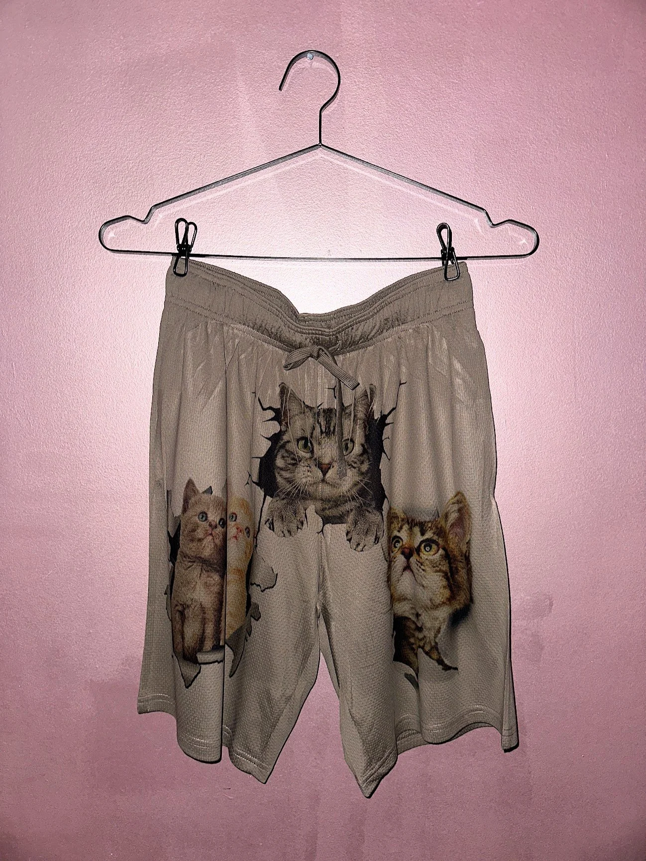 made of glue Olive Green Cat shorts