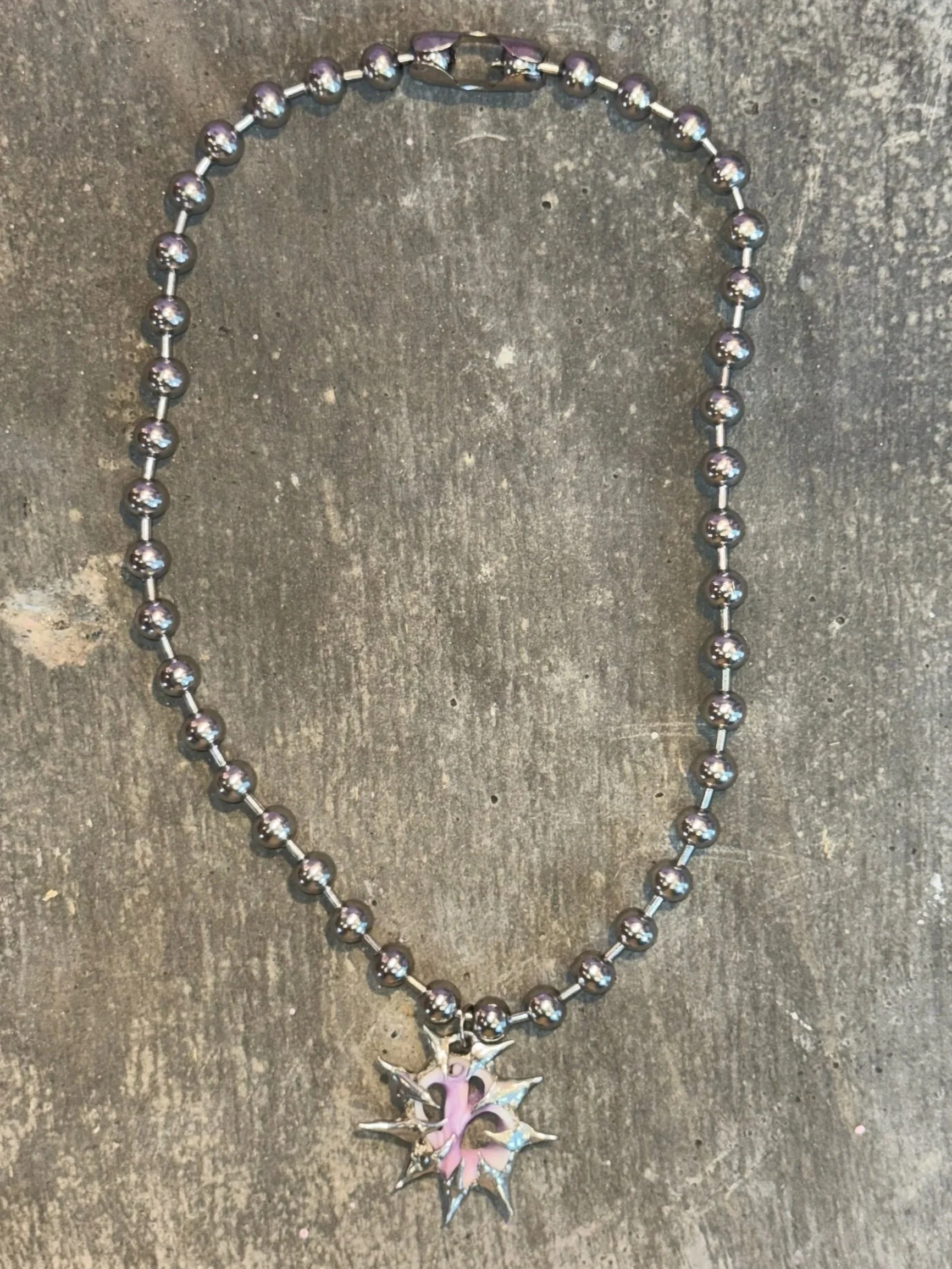 my dearest world Purple Vertebra Ball Chain Necklace