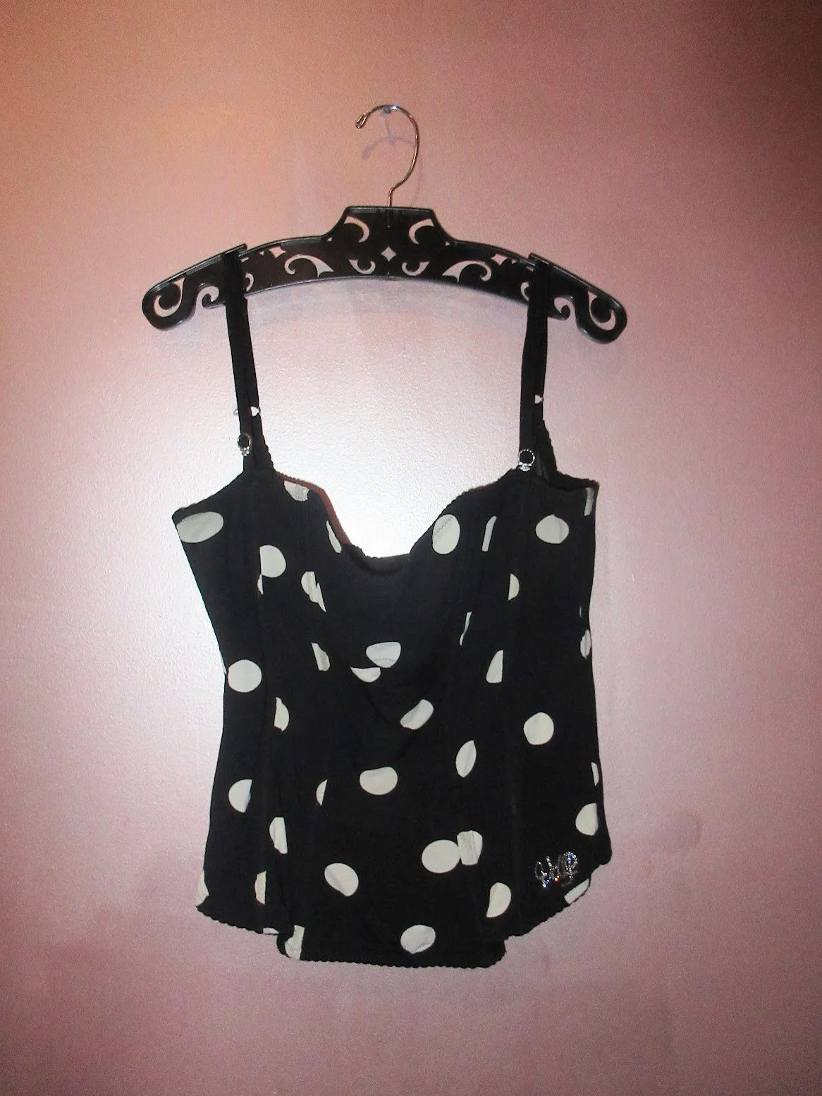 illocana Via Delle Perle black/white polka dot bustier