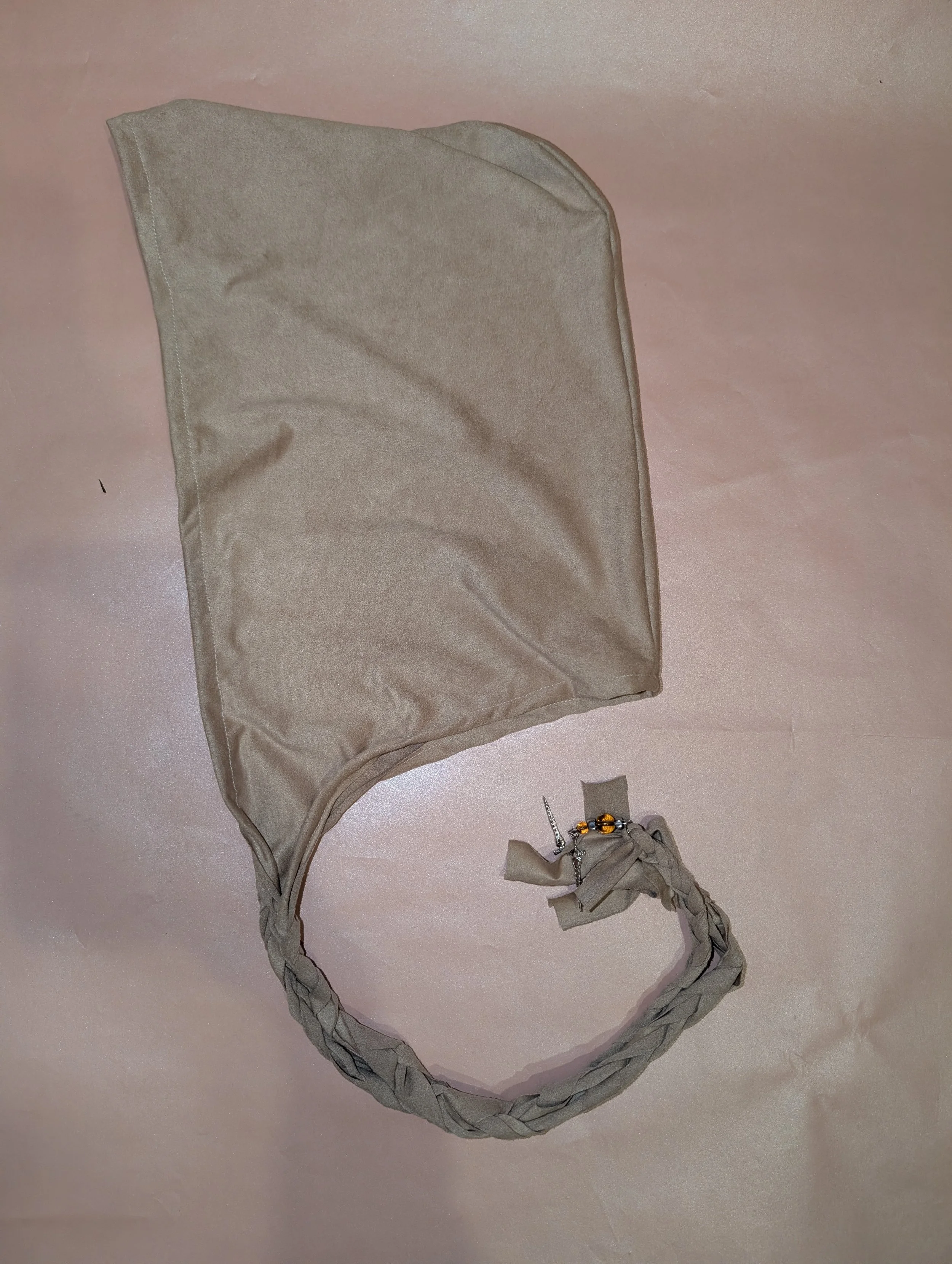 NAUSICAA SUEDE TAN HOOD WITH BEADS