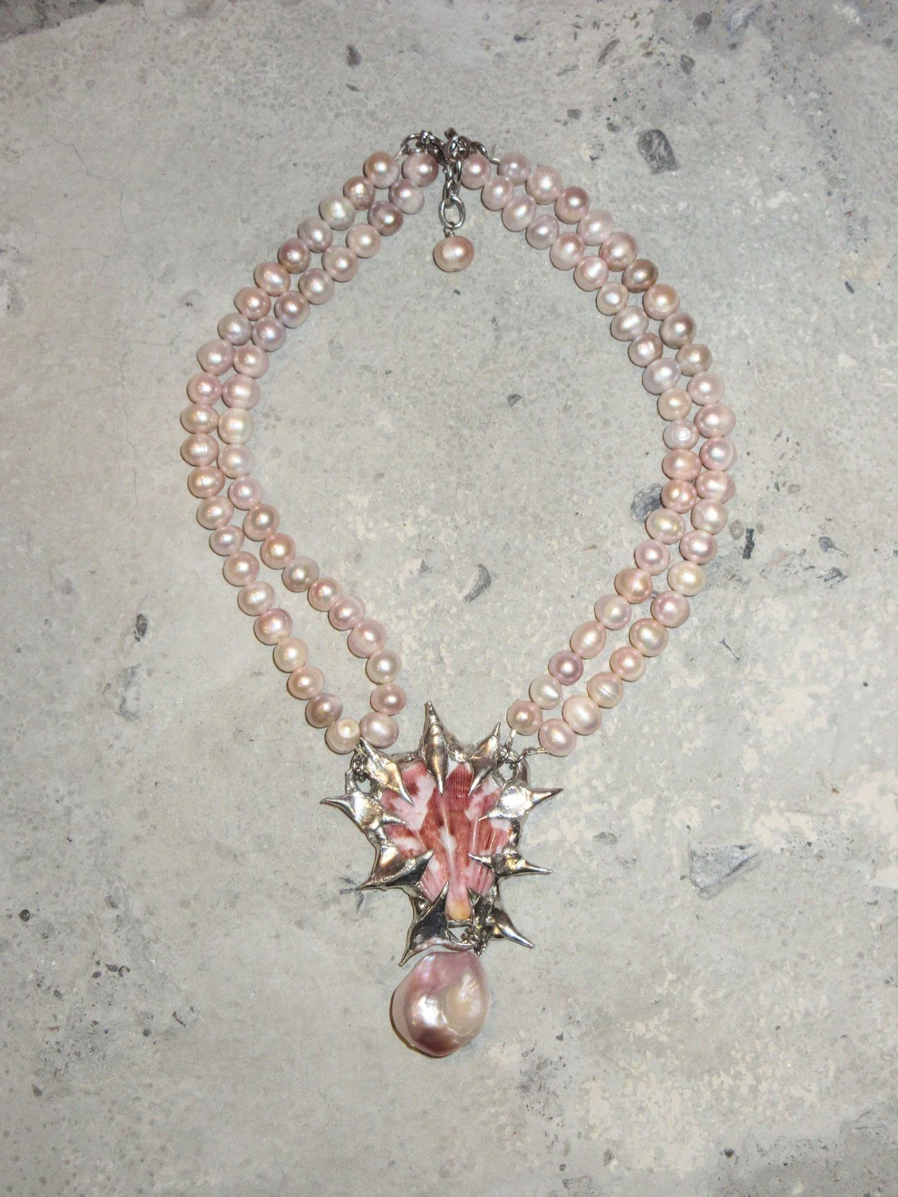 my dearest world Double Strand Blush Pearl Mermaid Collar