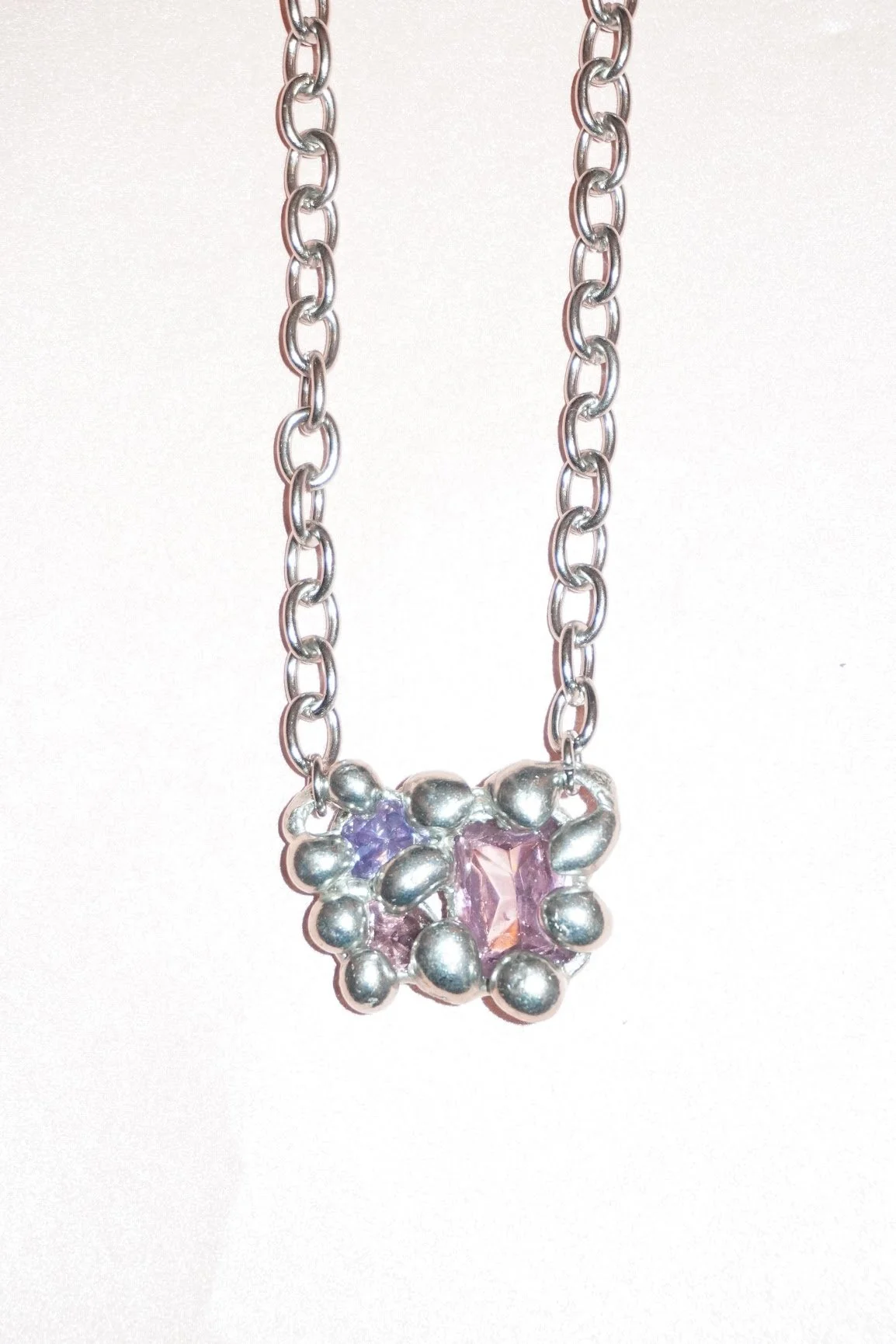 My Dearest World triple bubble gem chain necklace
