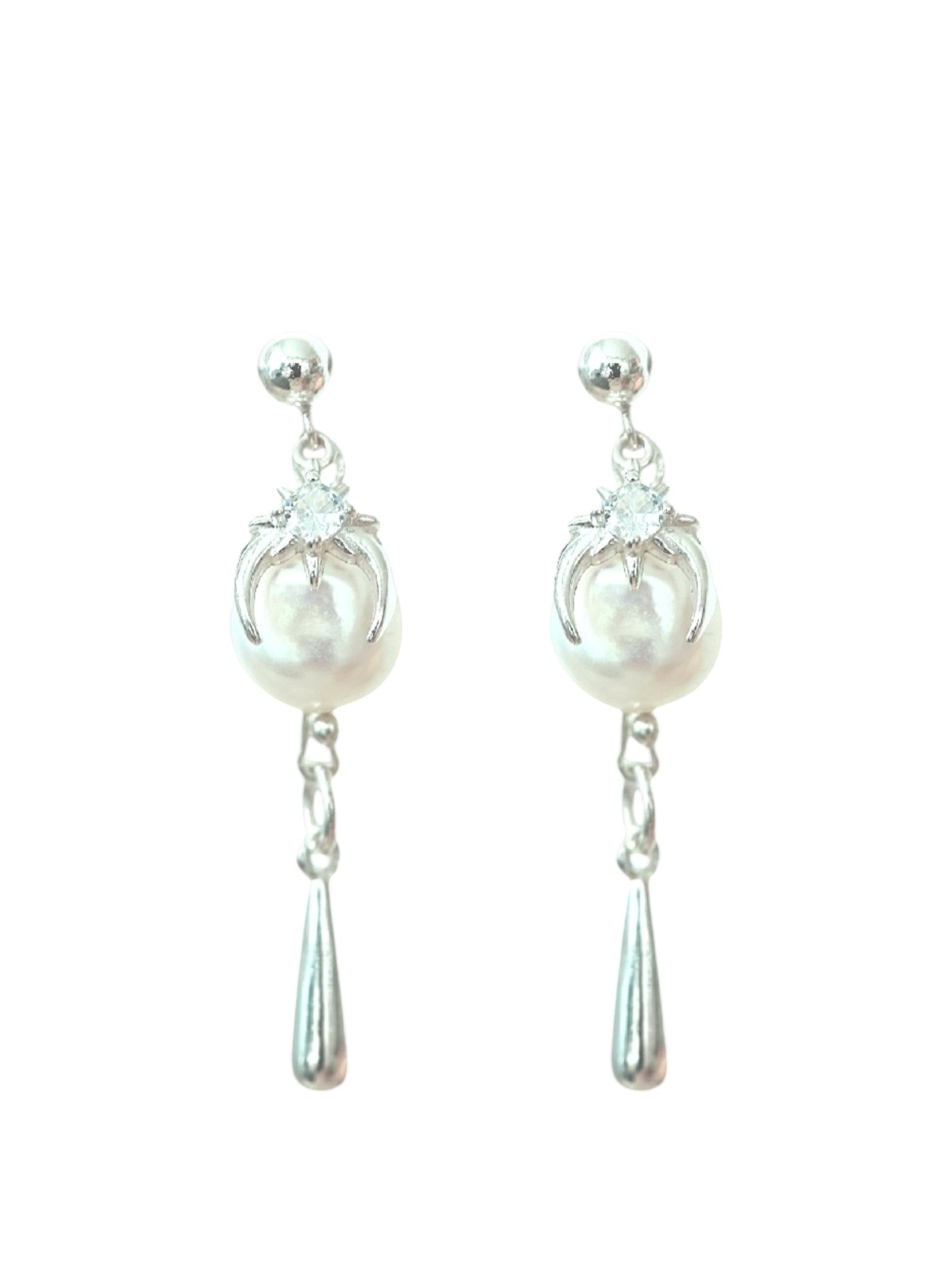 rabies dog spiky pearl earring pair