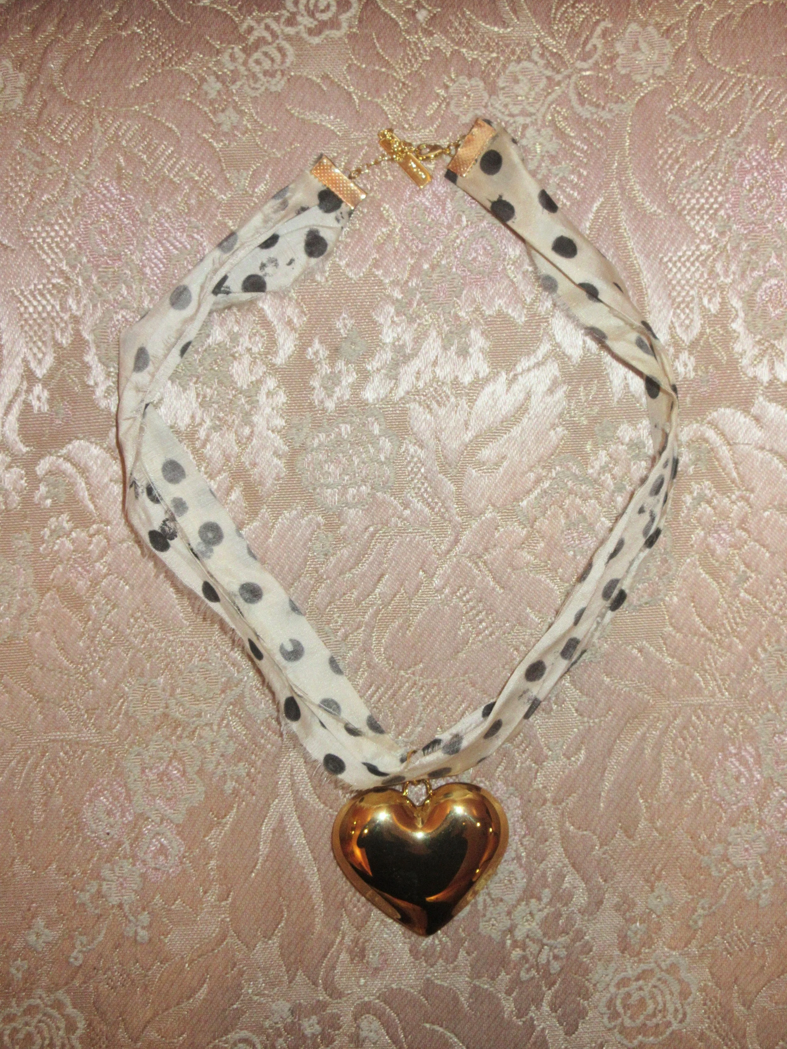 frou york PLEASE RETURN NECKLACE/GOLD POLKA DOT