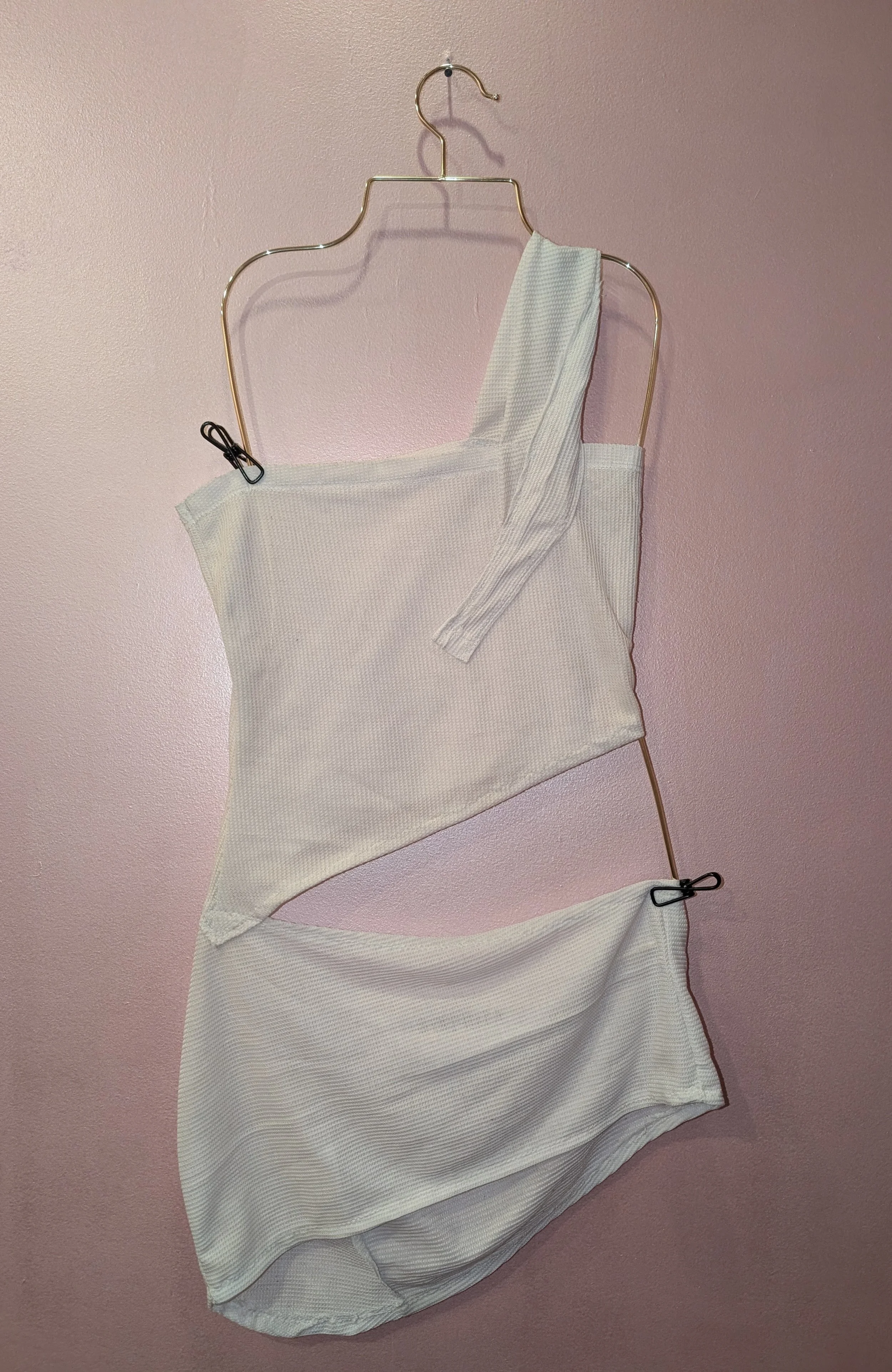 White strapless asymmetric dress