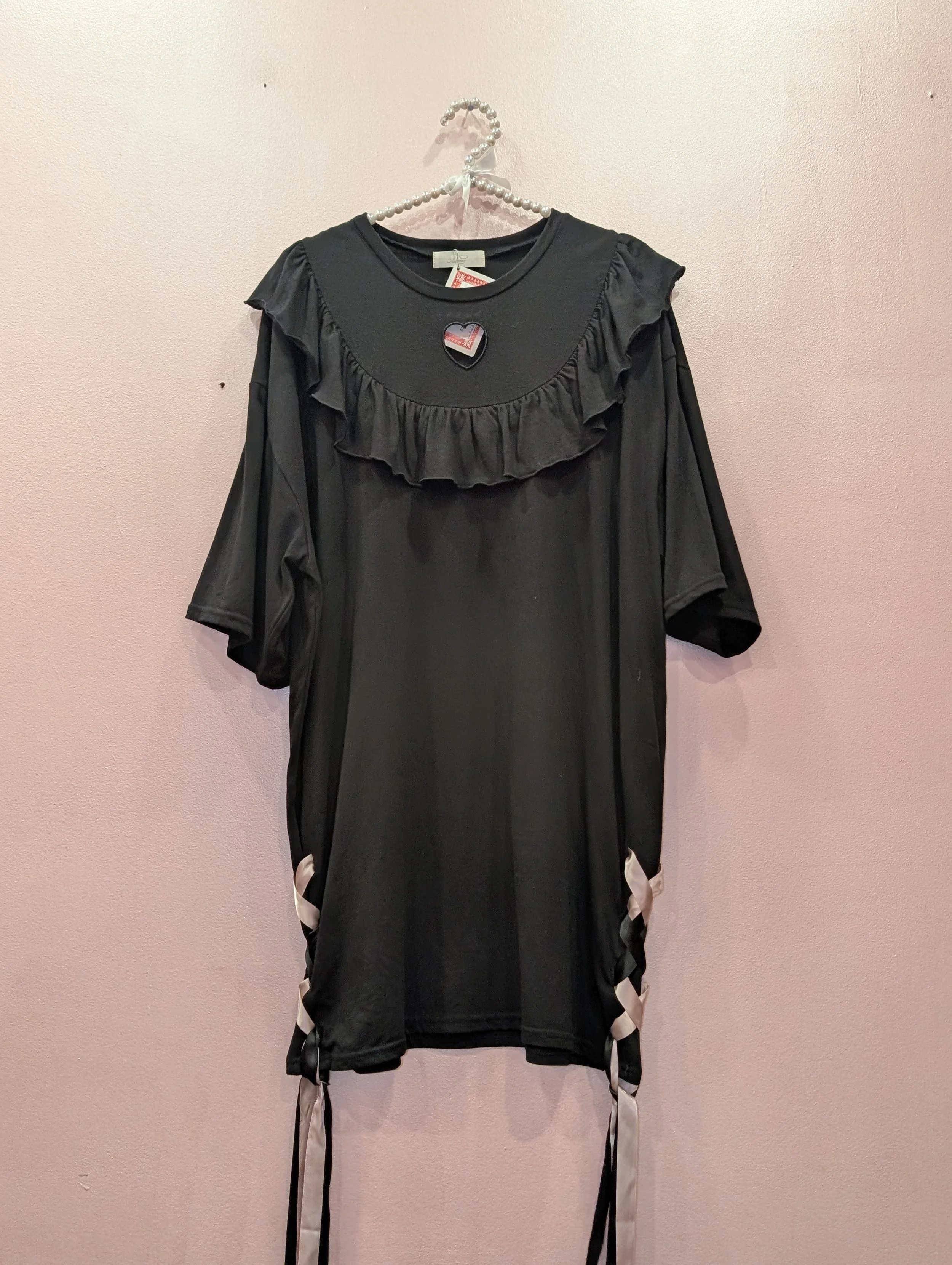 killah queen Black Dress with Ribbon Lacing and Heart Cut Out