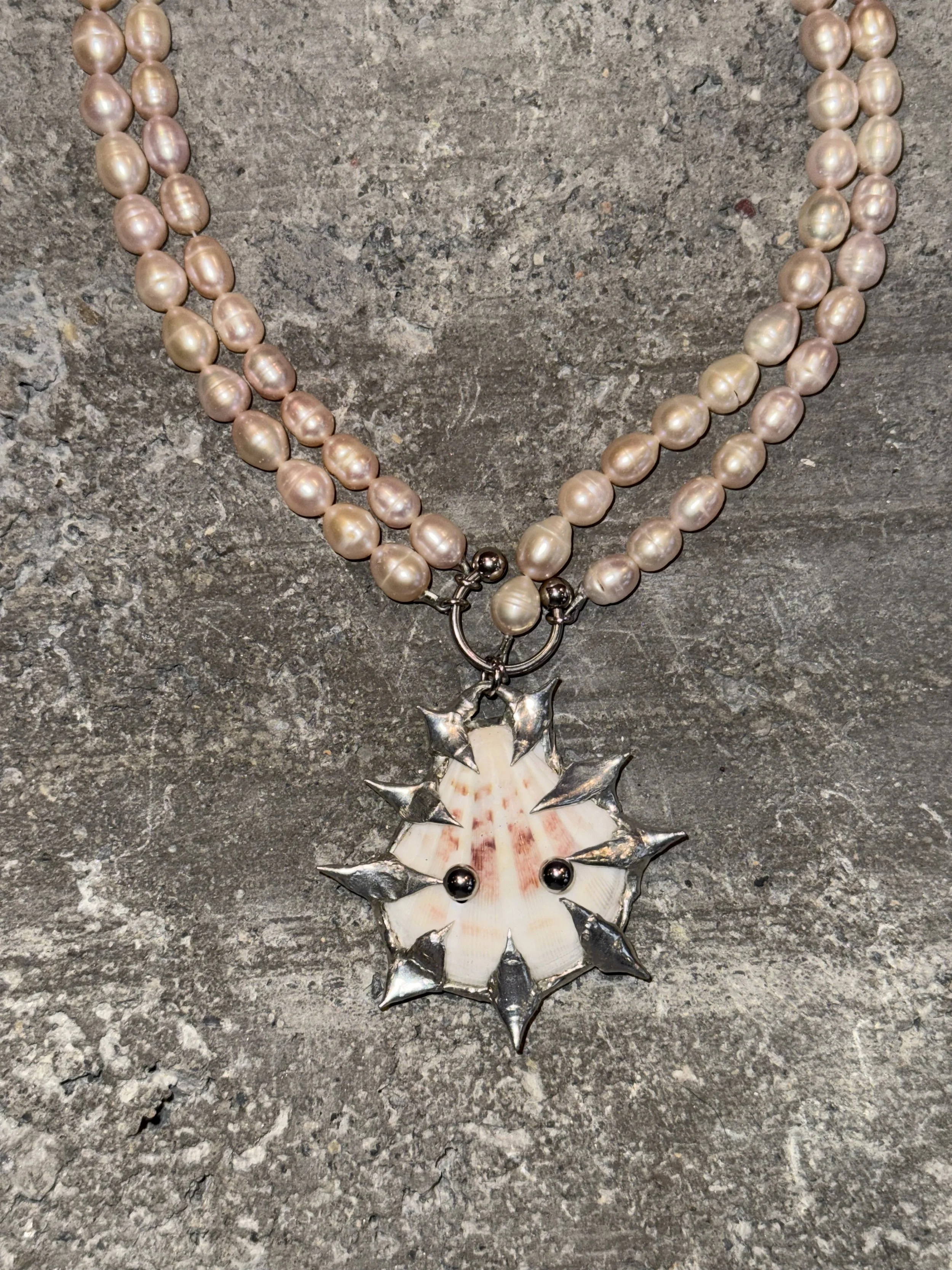 my dearest world Double Strand Pink Mermaid Collar With Piercing Necklace