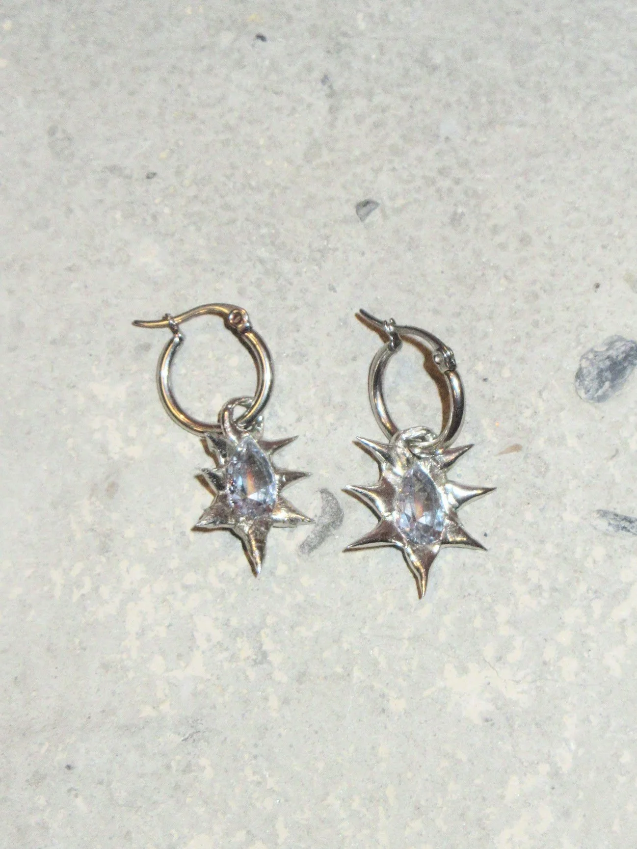 my dearest world Teardrop Gem Spikey Hoop Pair