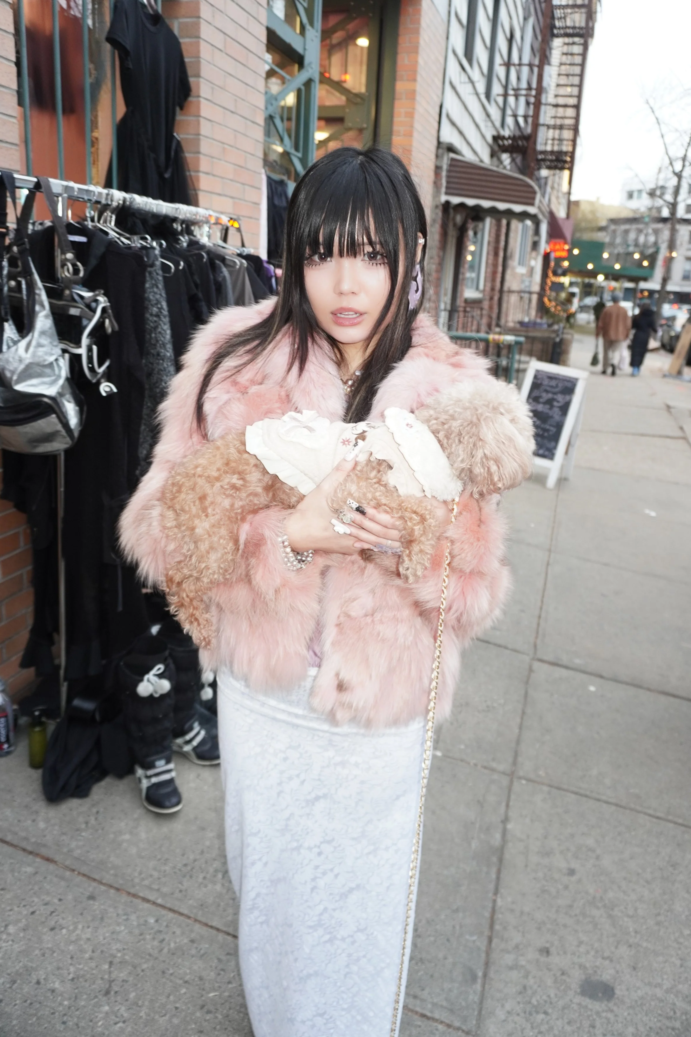 illocana Japanese vintage pink fox fur coat