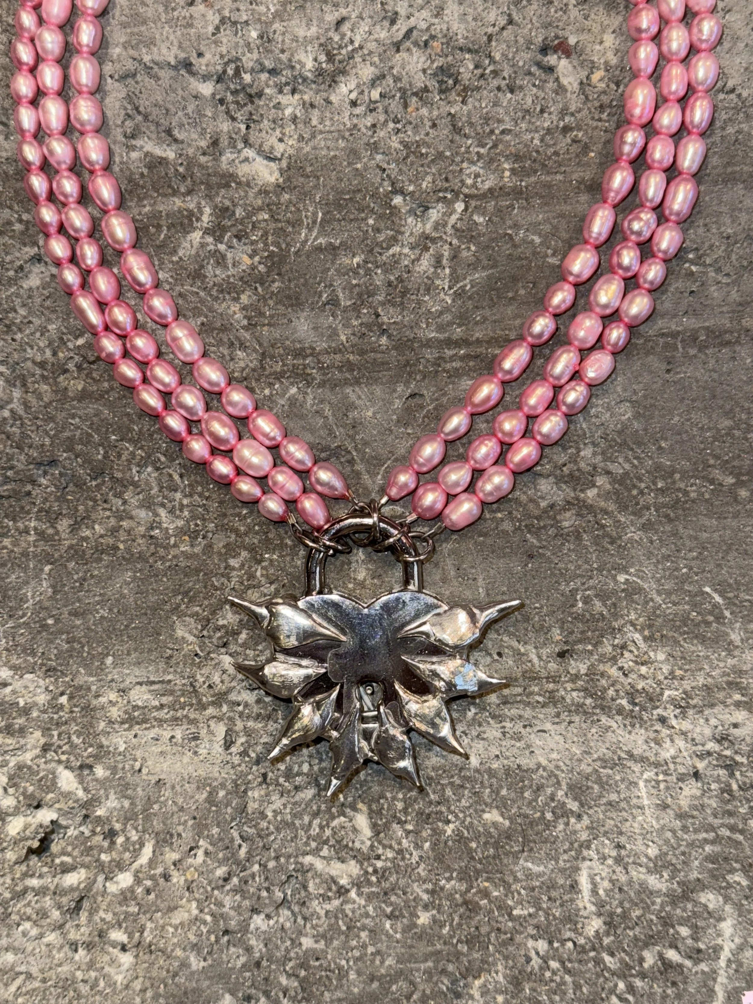 my dearest world Tough Love Pink Pearl Collar