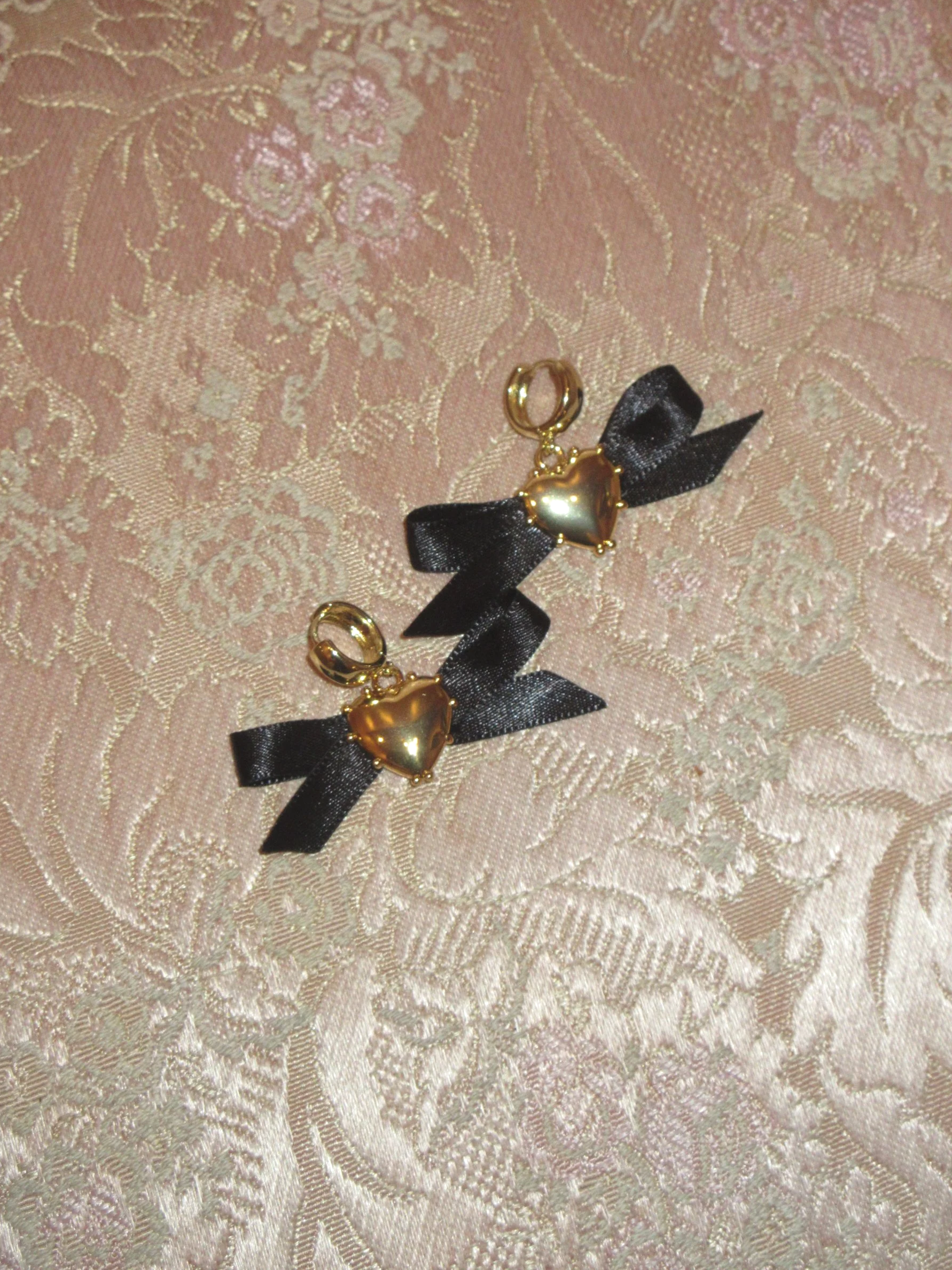 frou york BOW EARRINGS BLACK/GOLD PAIR