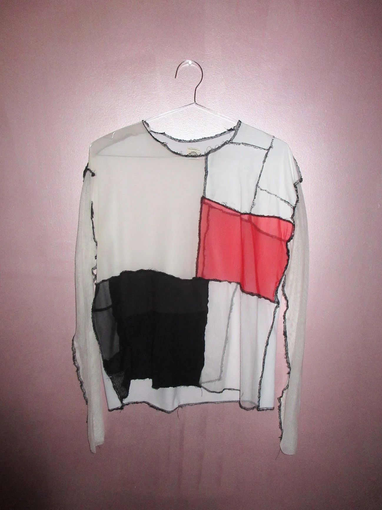 annielian.love Red, white, black deconstructed shirt