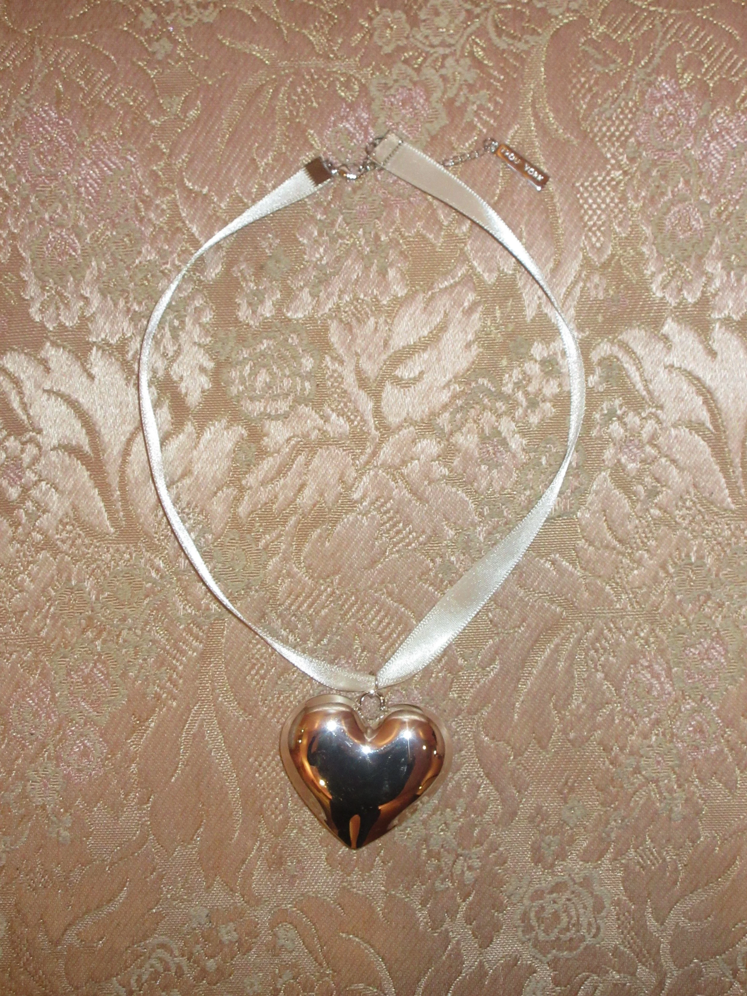 frou york PLEASE RETURN NECKLACE/ SILVER/WHITE SATIN