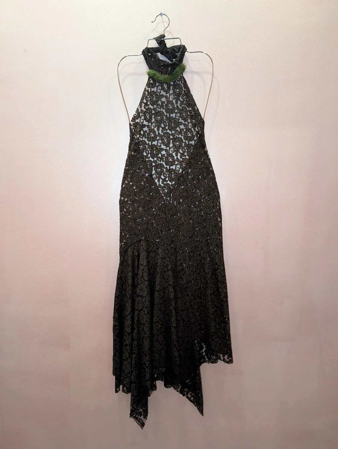 monjia green moss brown lace dress