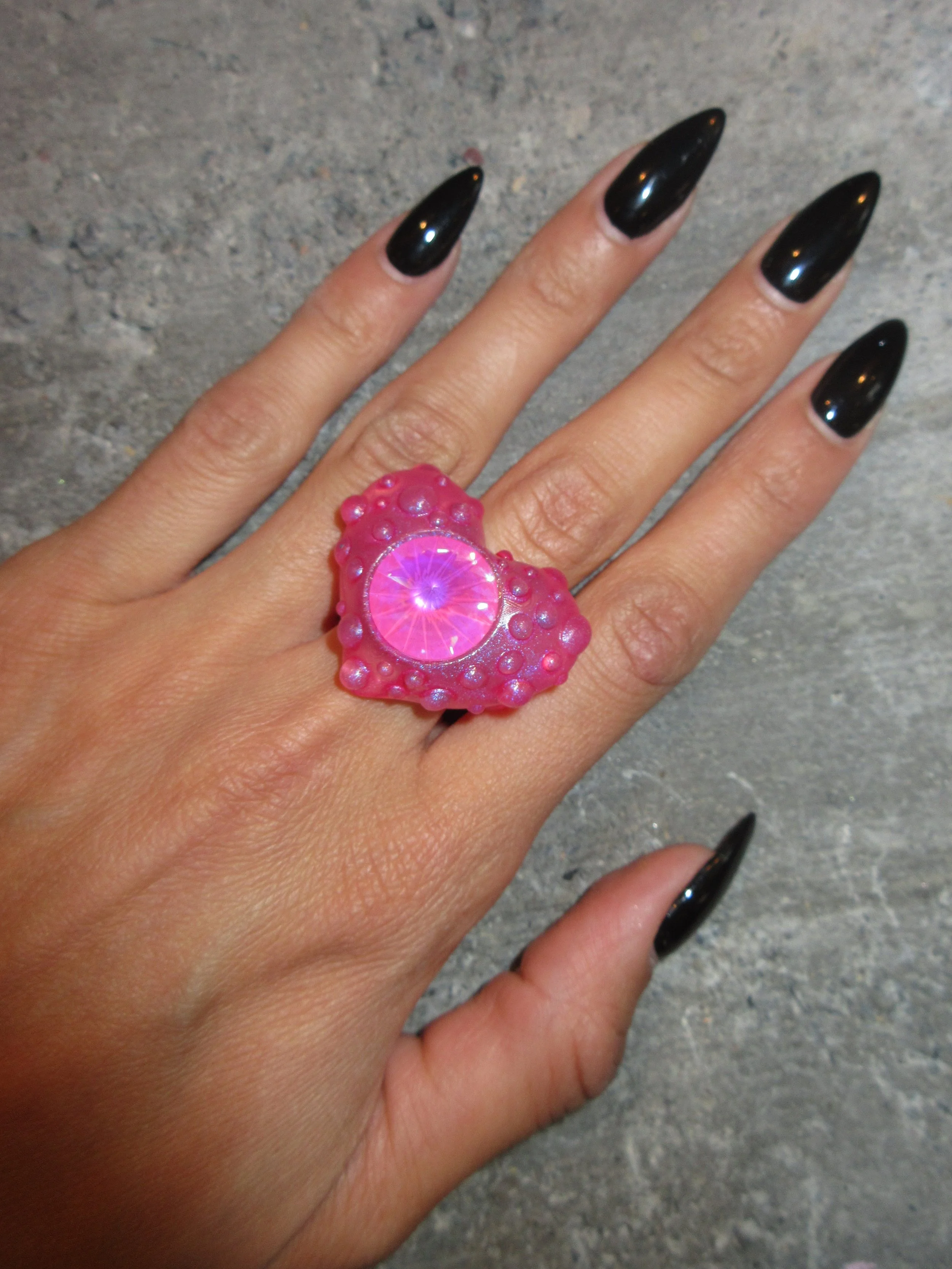 dev rooney pink heart ring pink stone