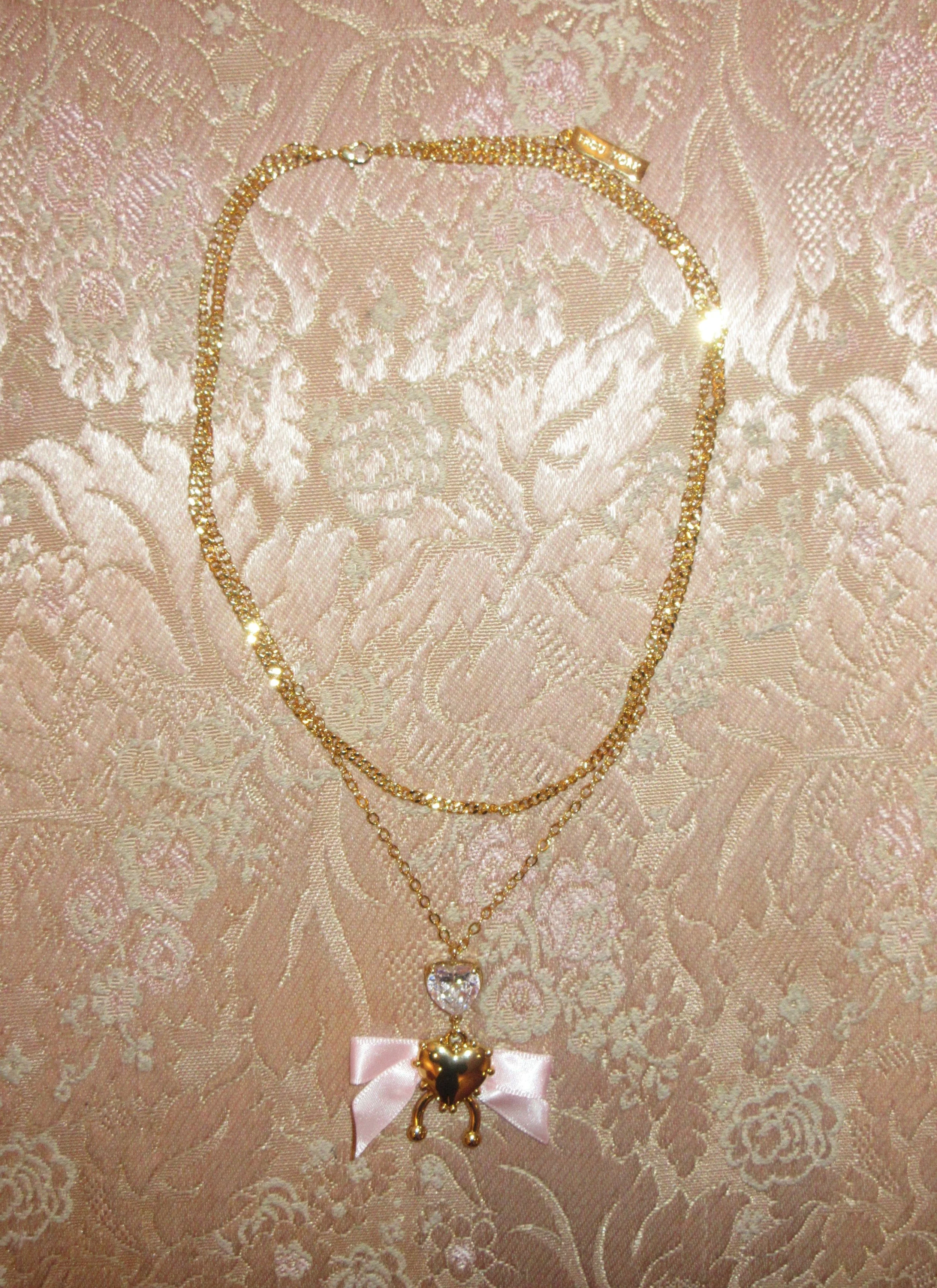 frou york SWEETHEART Bow Pink/Gold with CZ heart