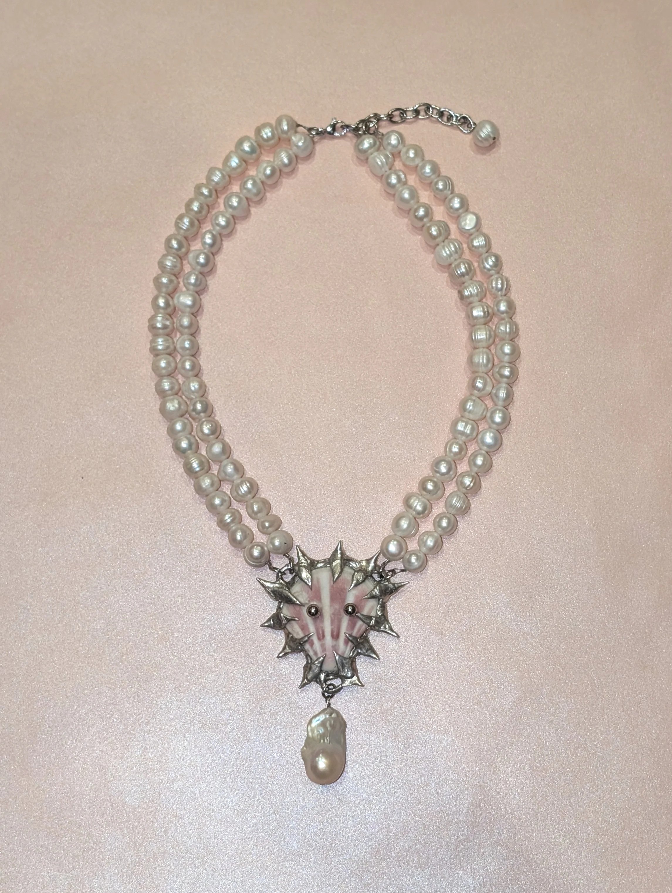 my dearest world mermaid collar double strand white pearl