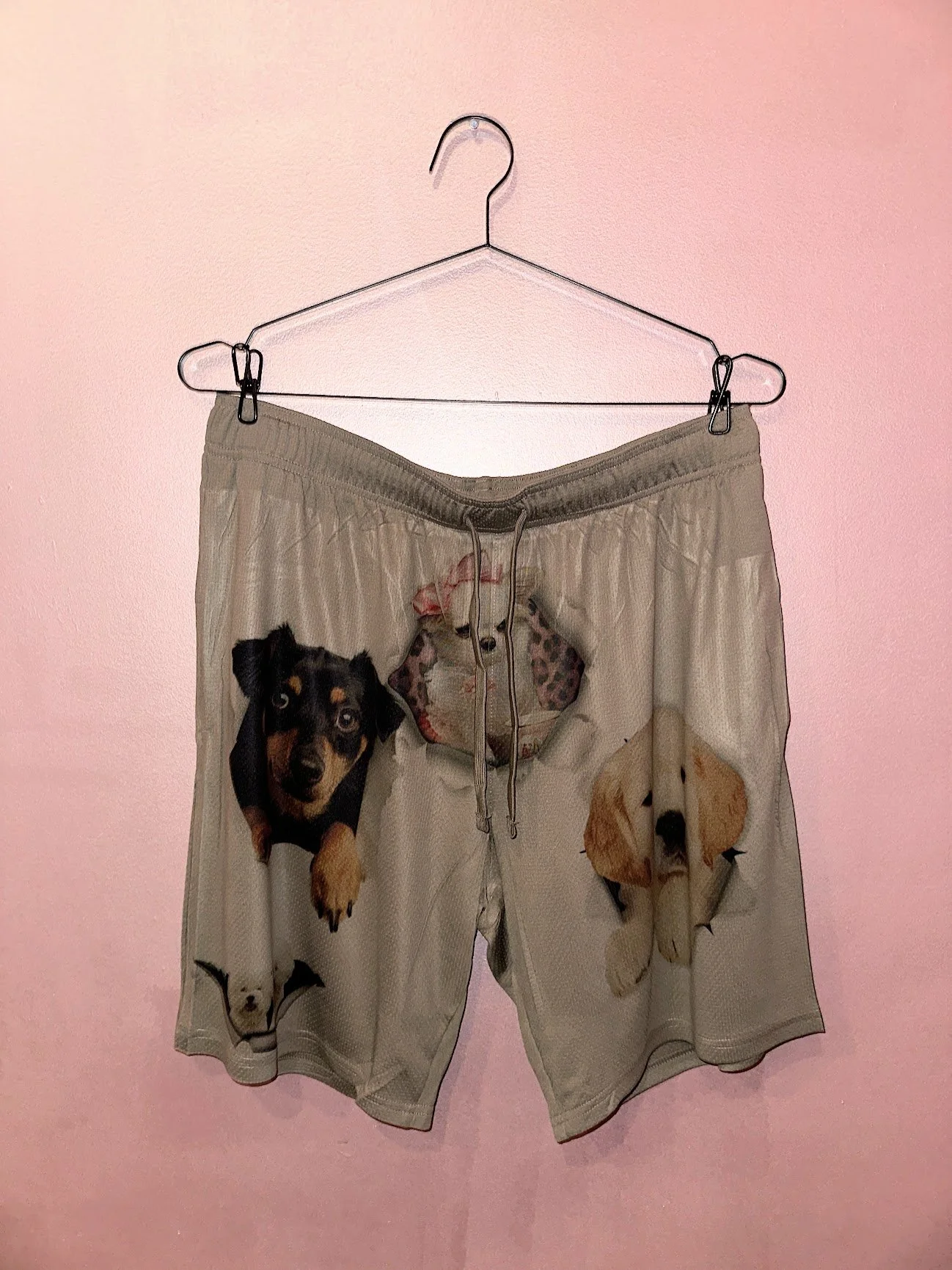 made of glue Olive Green Dog shorts