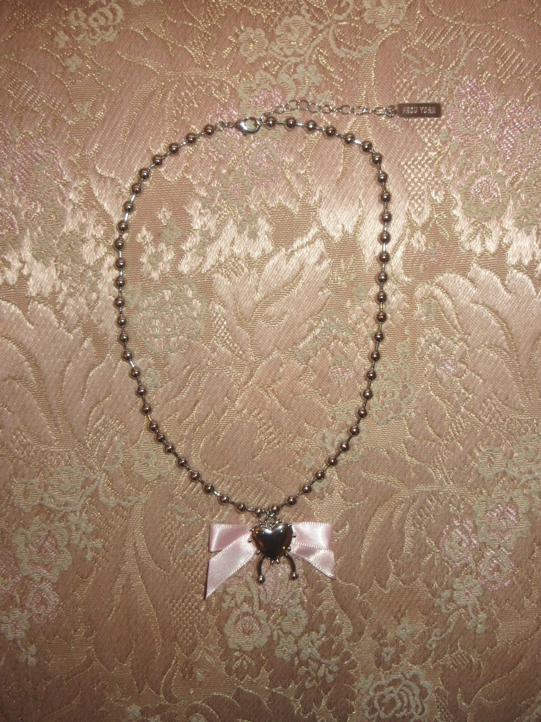 frou york SWEETHEART BOW NECKLACE - SILVER