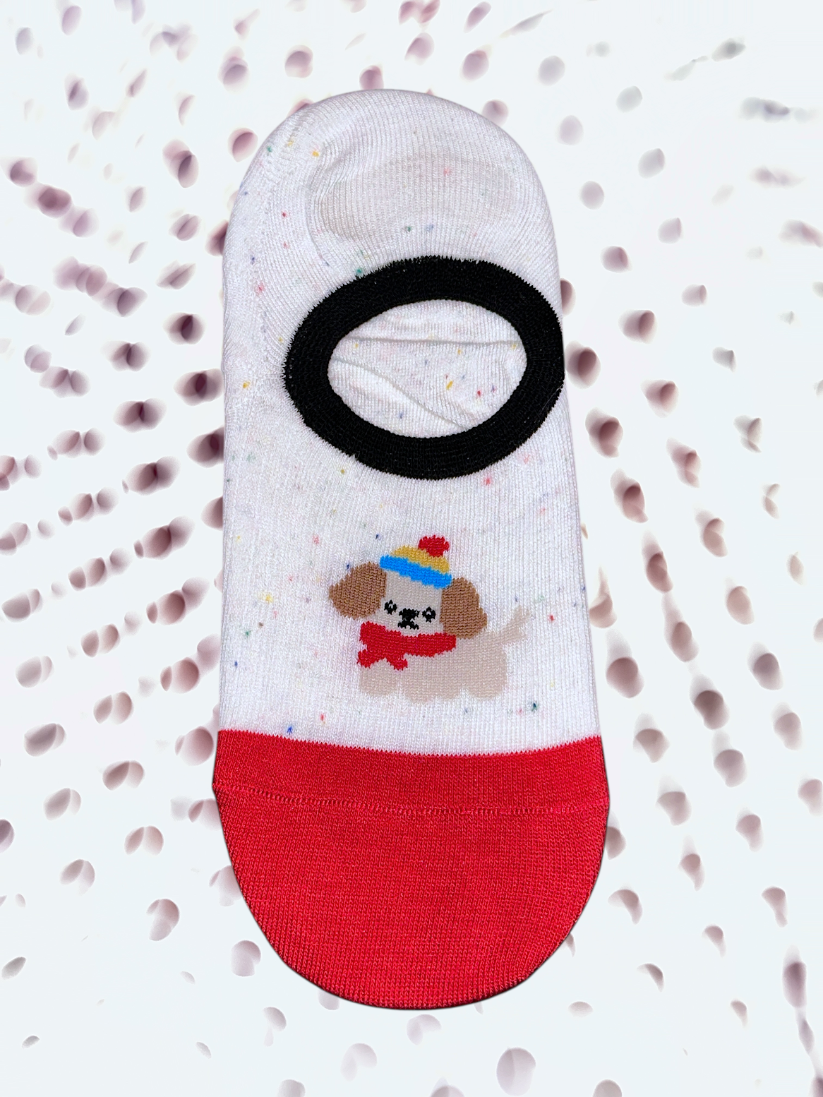 softpark red speckle puppy no-show sock