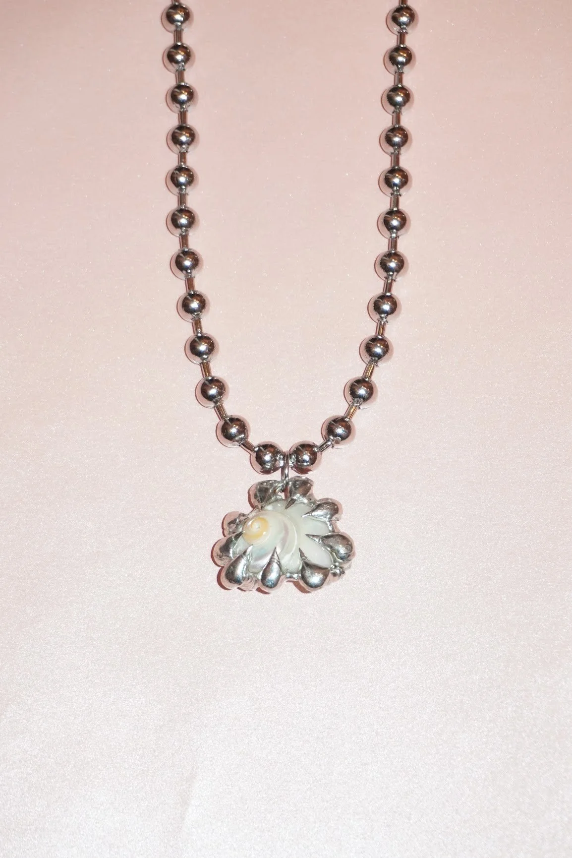My Dearest World bubble shell ball chain necklace