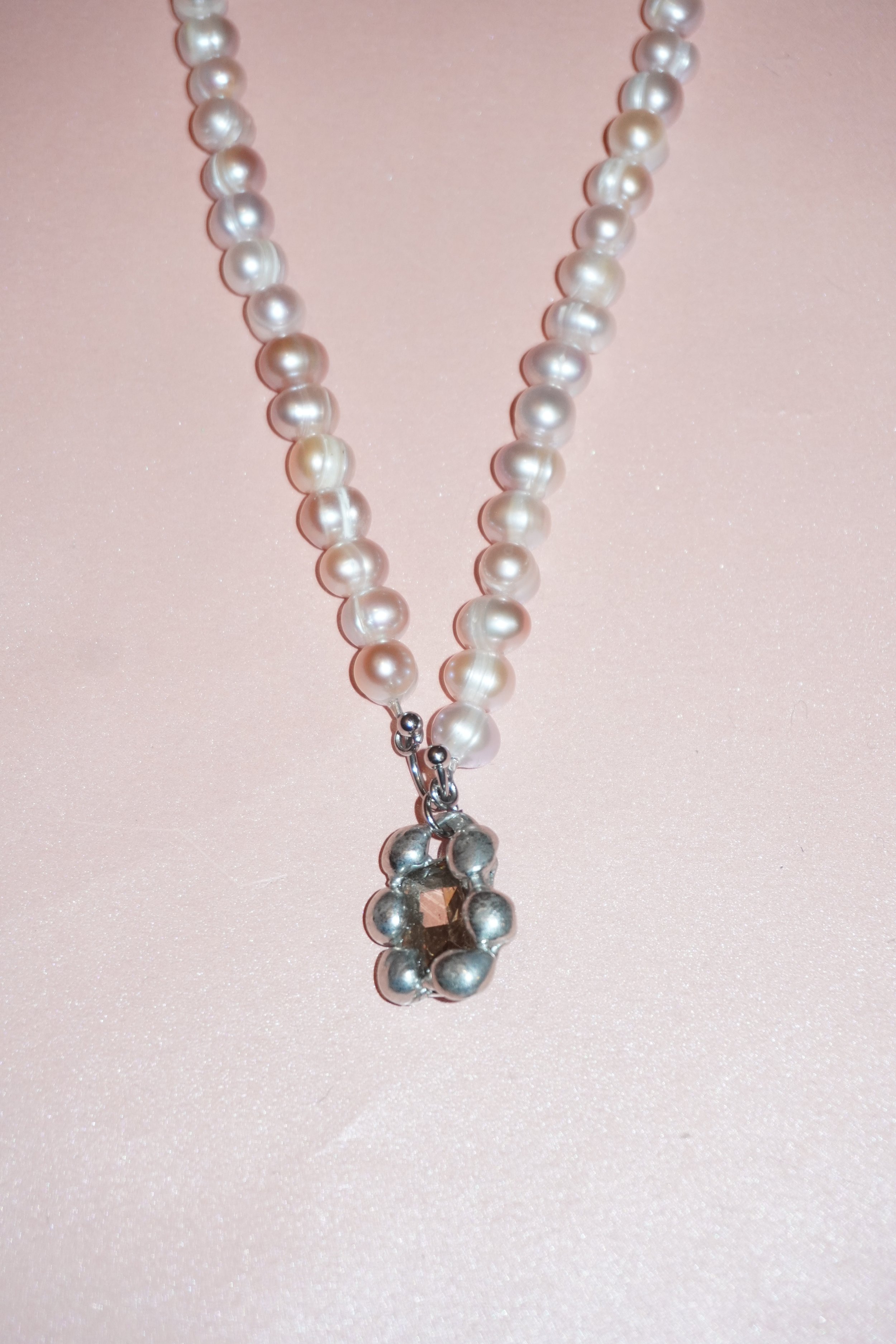 My Dearest World pink pearl bubble gem necklace