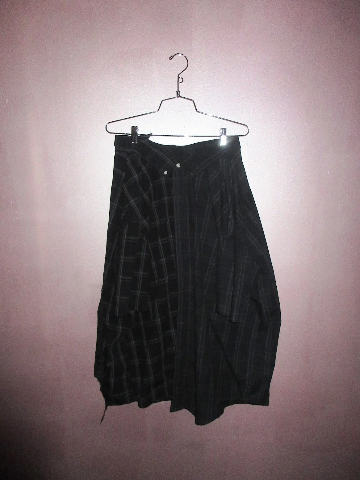 annielian.love Deconsttructed flannel buttn down skirt